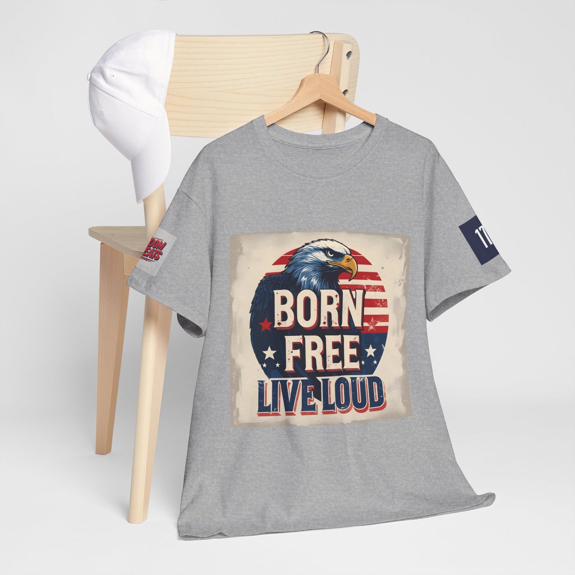 Patriotic Unisex Tee - Born Free Live Loud American Pride Shirt Printify