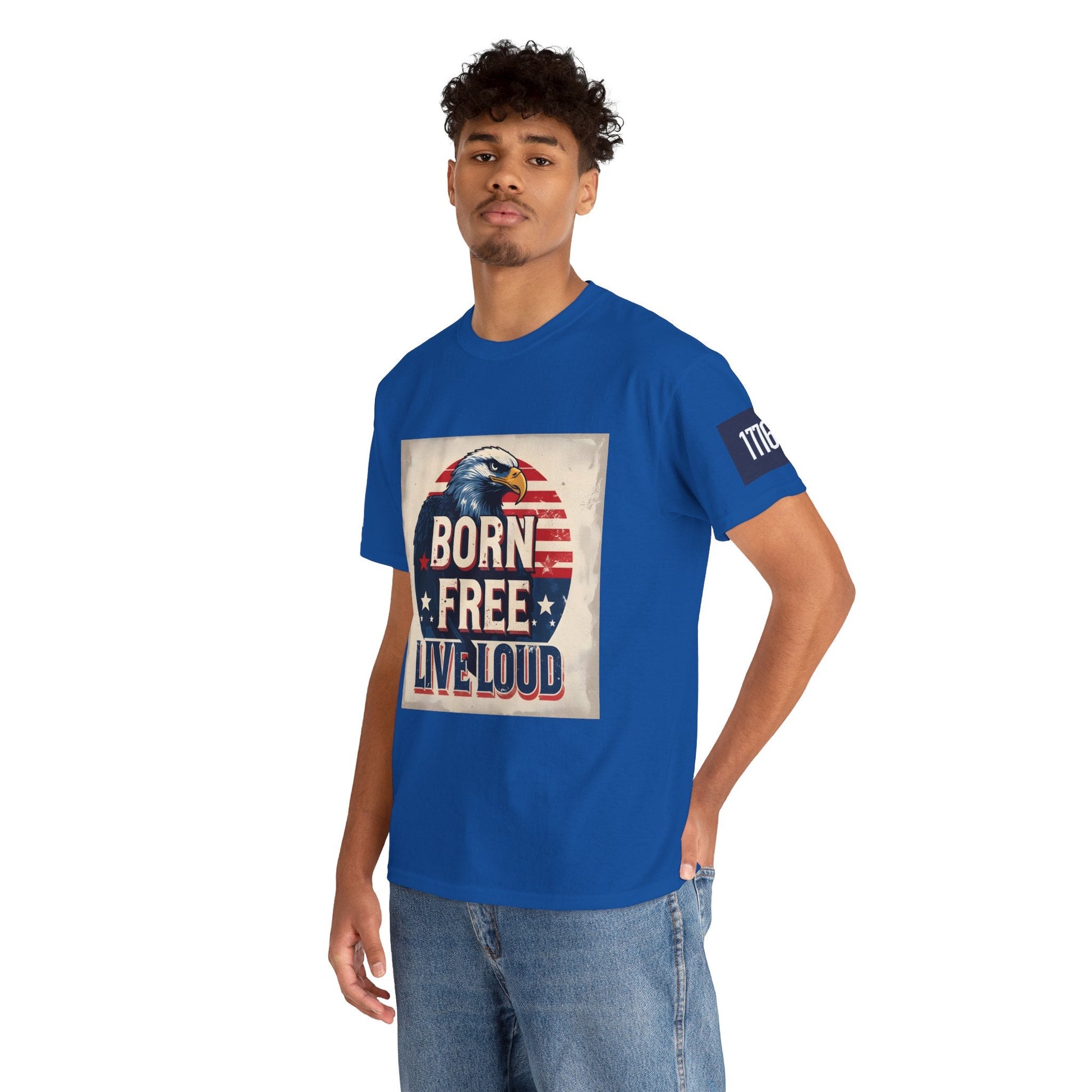 Patriotic Unisex Tee - Born Free Live Loud American Pride Shirt Printify