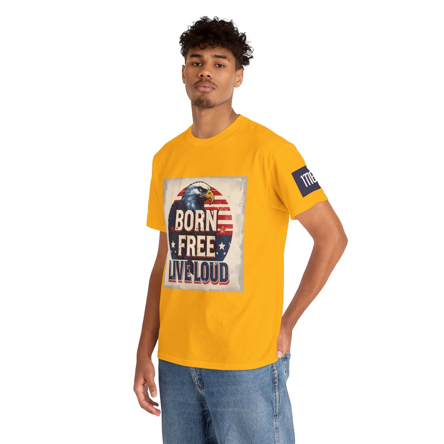 Patriotic Unisex Tee - Born Free Live Loud American Pride Shirt Printify