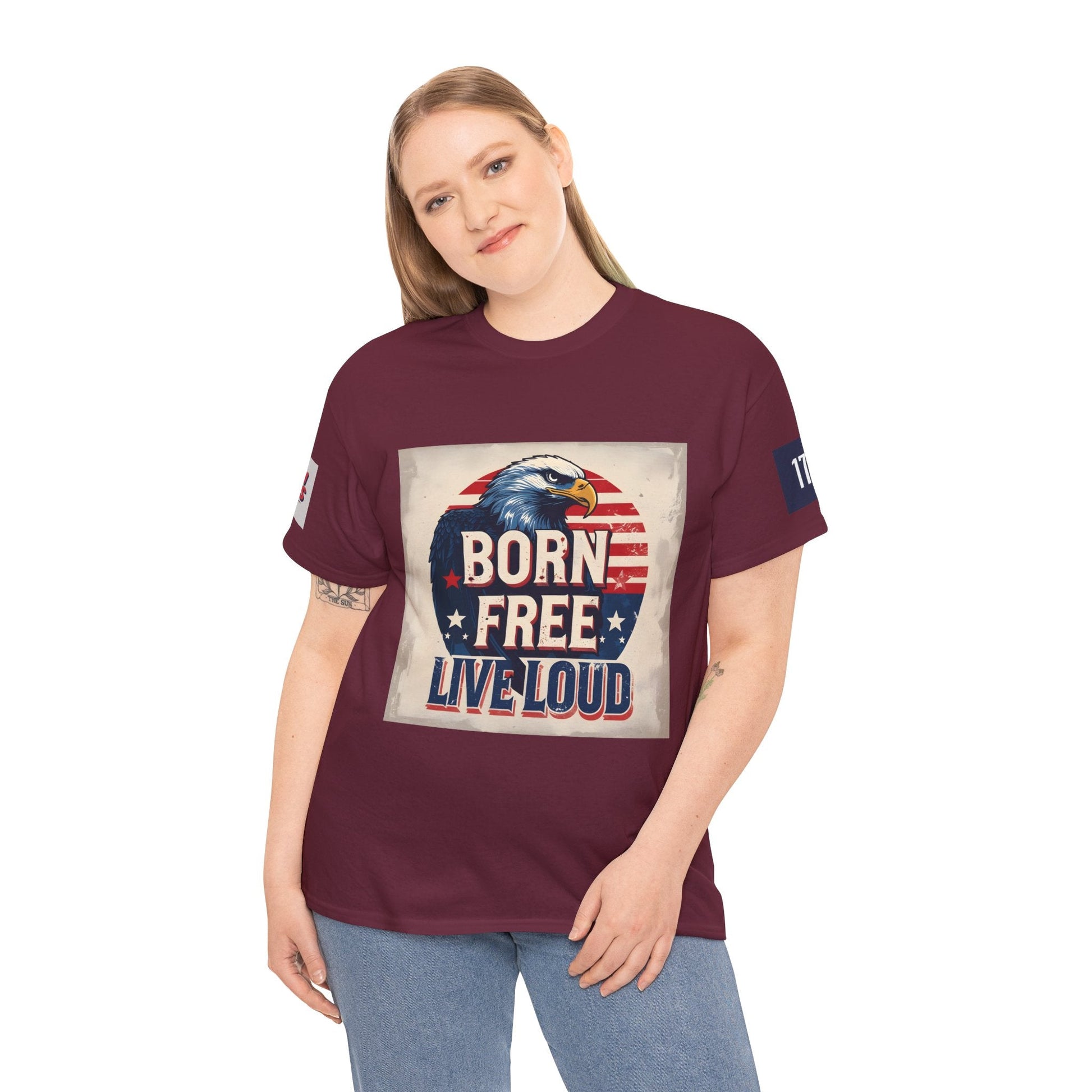 Patriotic Unisex Tee - Born Free Live Loud American Pride Shirt Printify