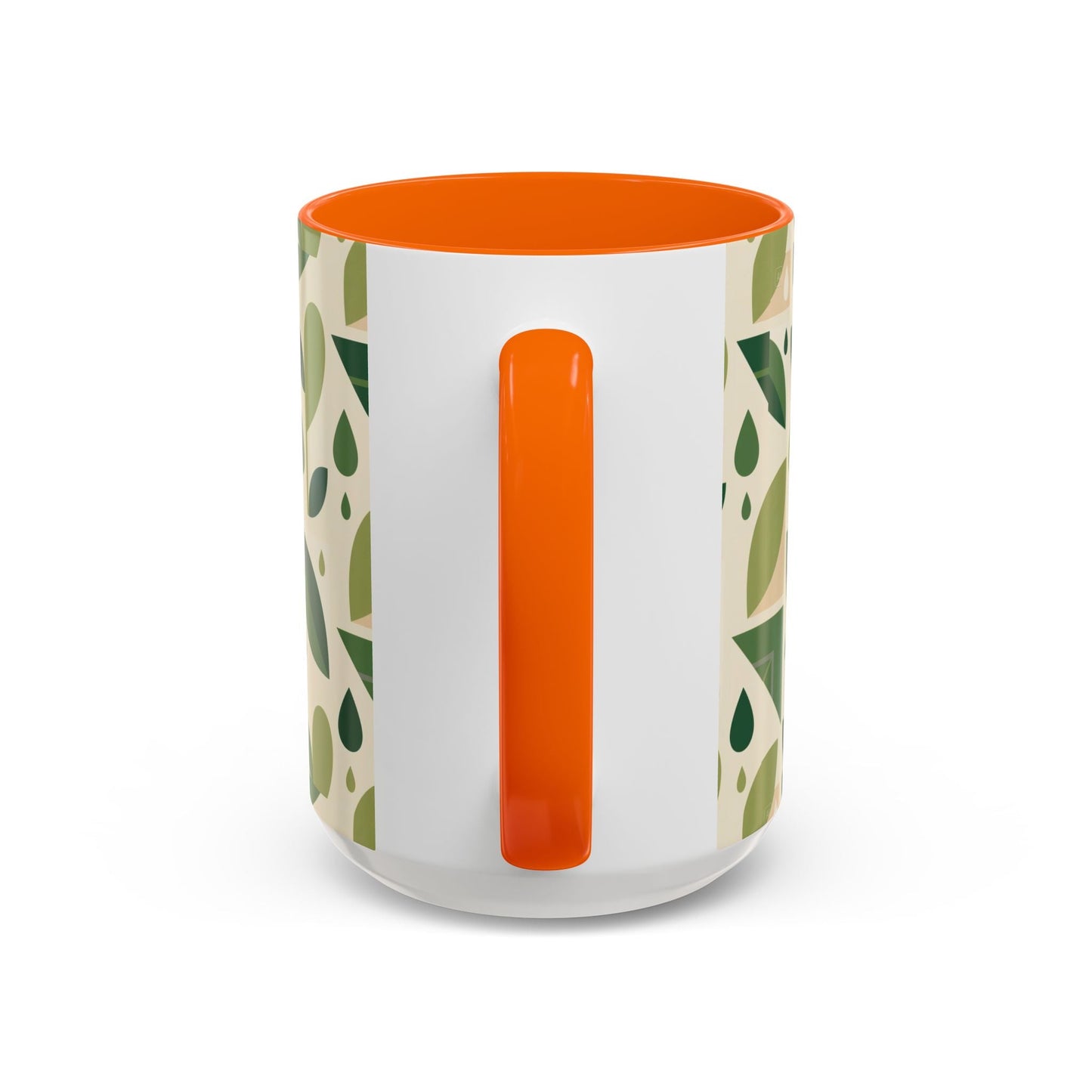 Mug - Abstract Green Leaf and Water Drop Pattern, Minimal Geometric Design Printify