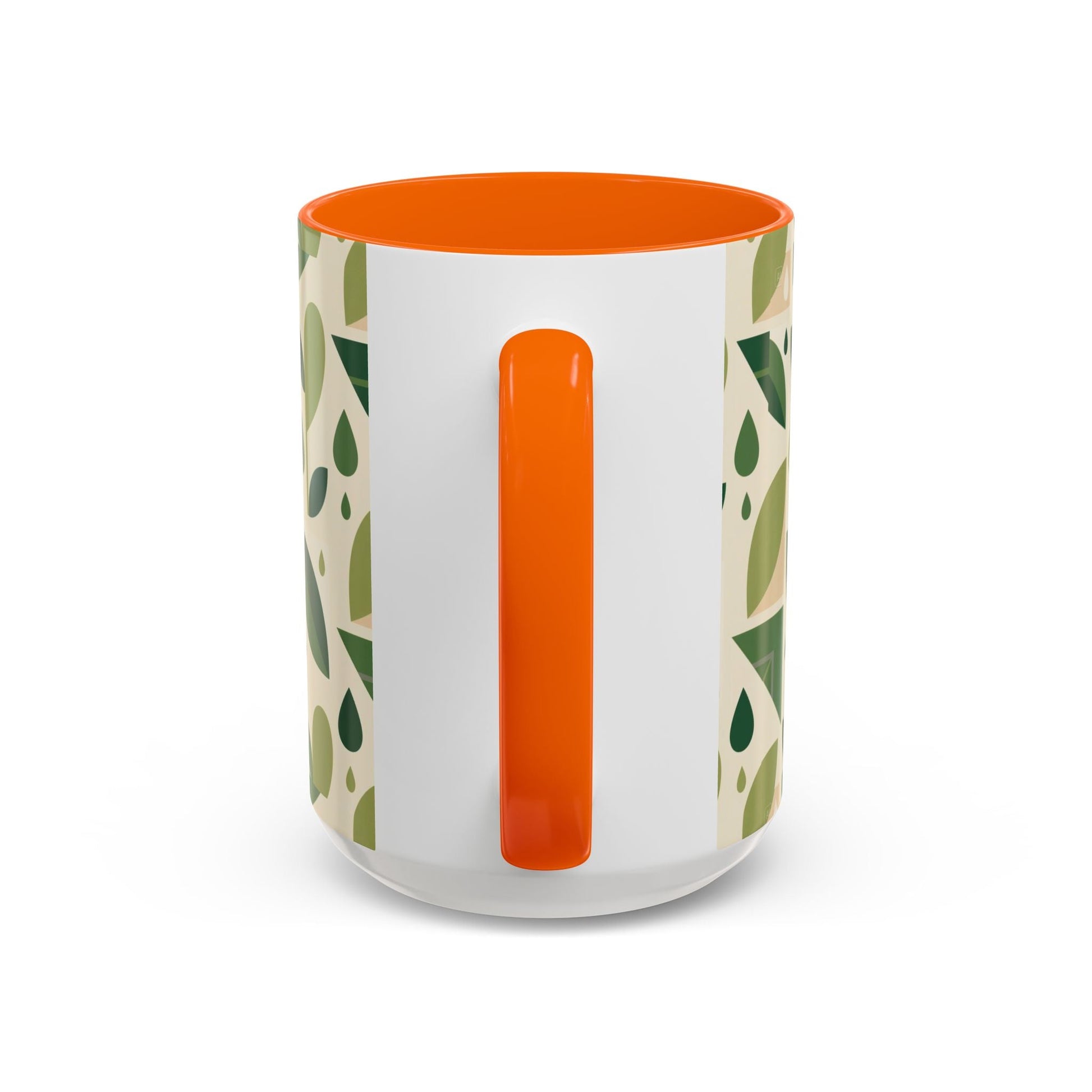 Mug - Abstract Green Leaf and Water Drop Pattern, Minimal Geometric Design Printify