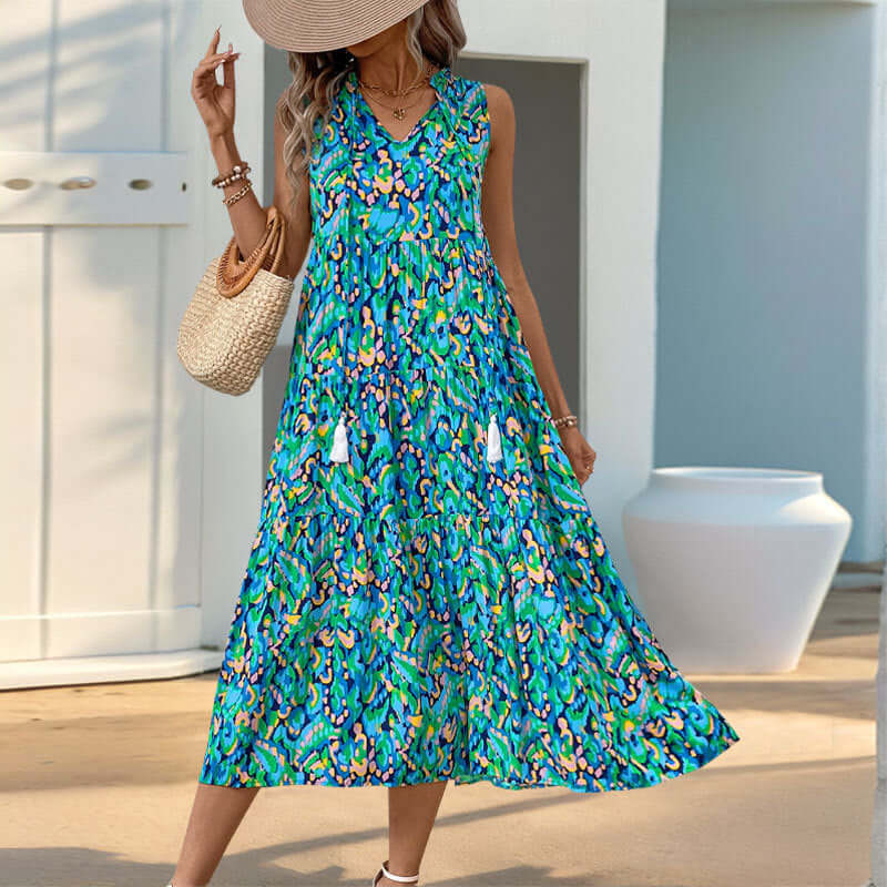 Women’s Elegant Sleeveless Boho Dress – Flowy, Feminine & Effortless Summer Charm.