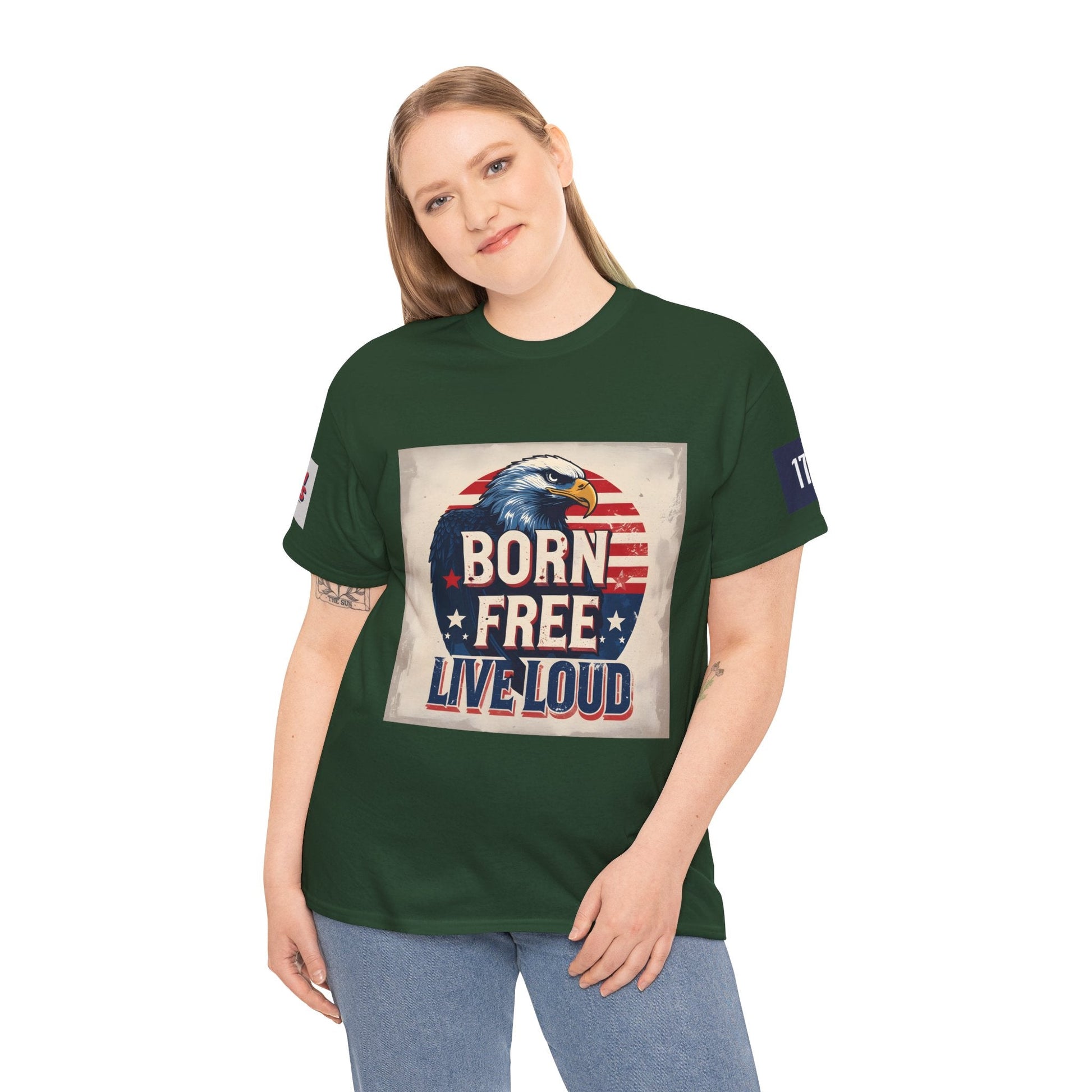 Patriotic Unisex Tee - Born Free Live Loud American Pride Shirt Printify