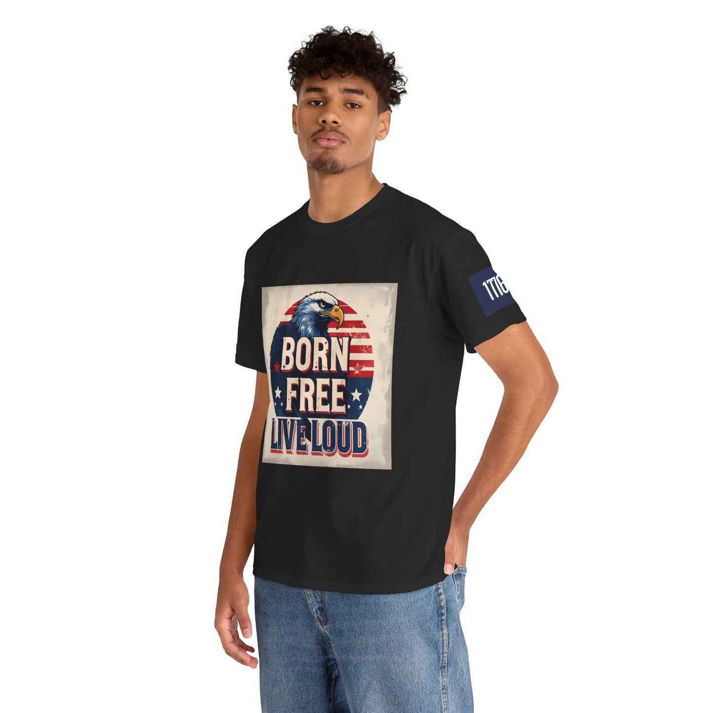 Patriotic Unisex Tee - Born Free Live Loud American Pride Shirt Printify
