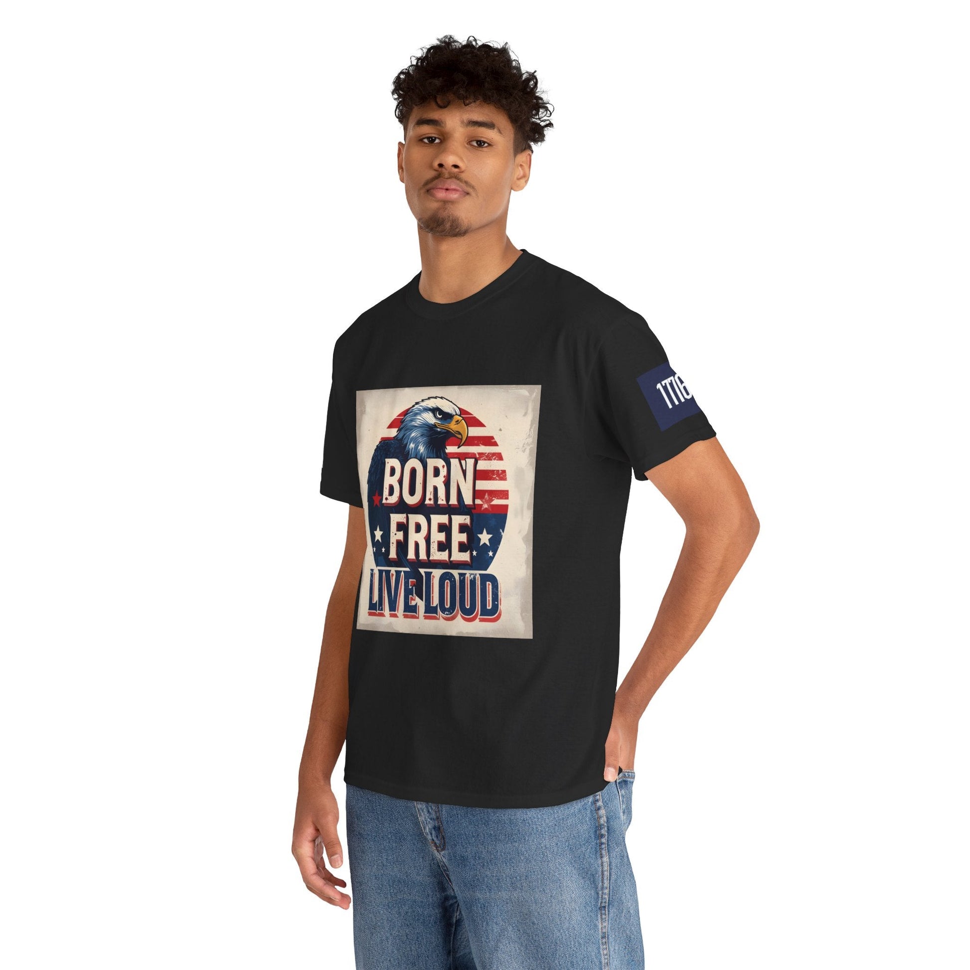 Patriotic Unisex Tee - Born Free Live Loud American Pride Shirt Printify