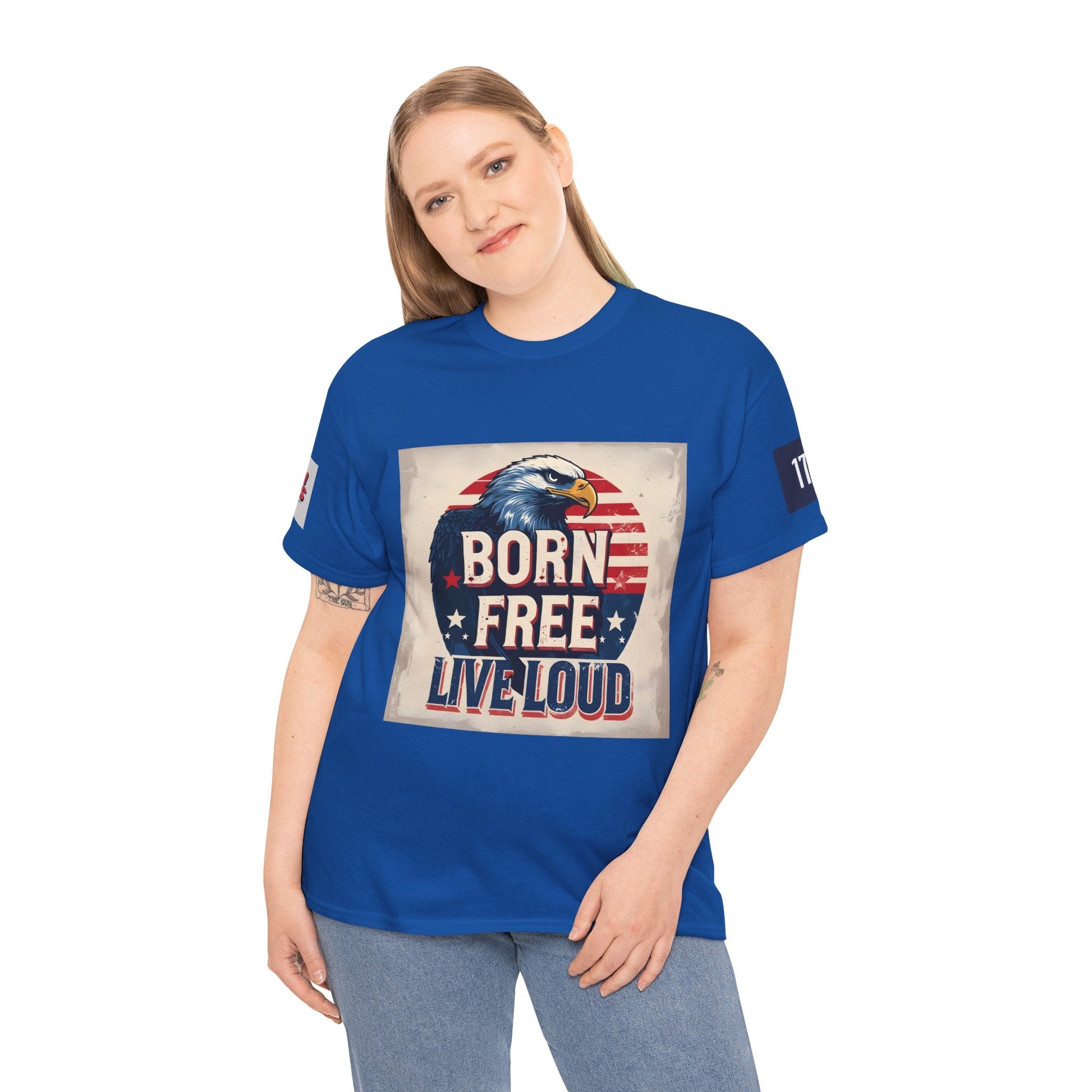 Patriotic Unisex Tee - Born Free Live Loud American Pride Shirt Printify