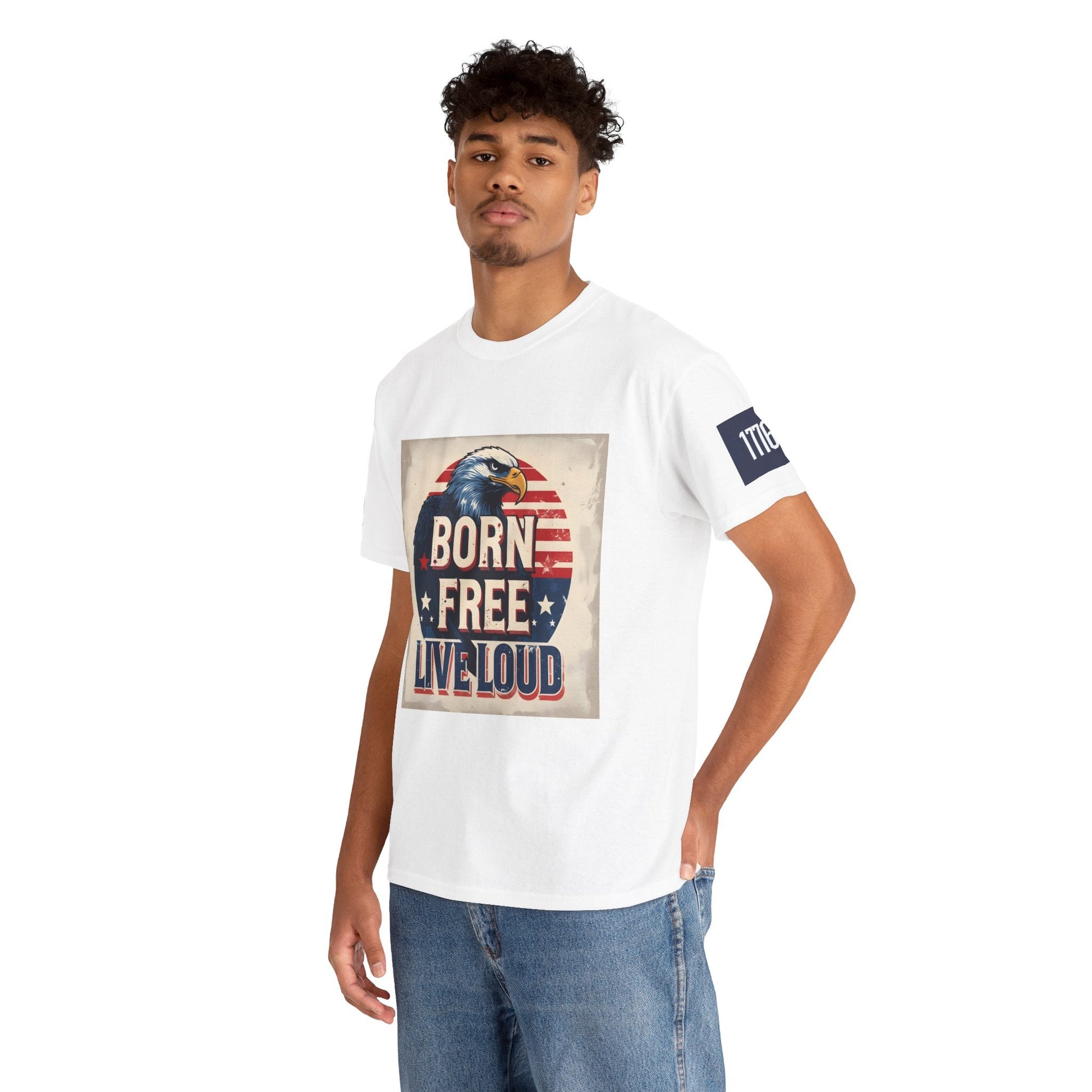 Patriotic Unisex Tee - Born Free Live Loud American Pride Shirt Printify