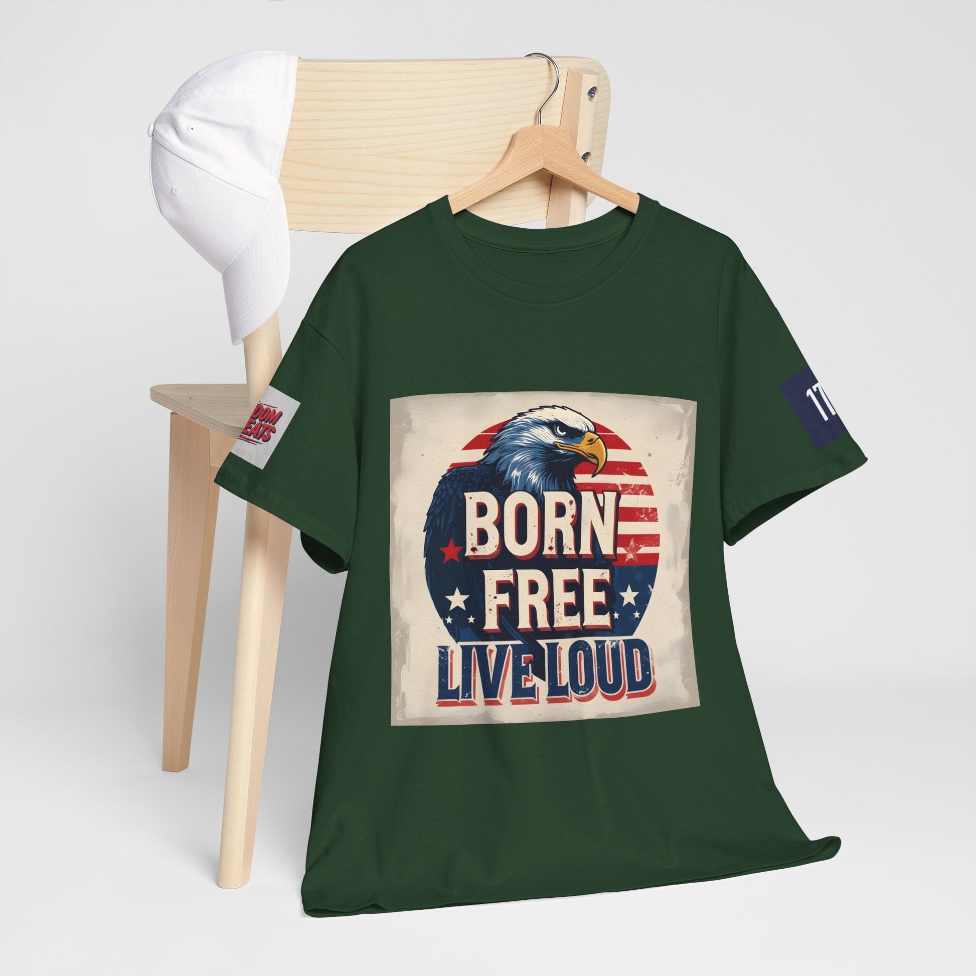 Patriotic Unisex Tee - Born Free Live Loud American Pride Shirt Printify