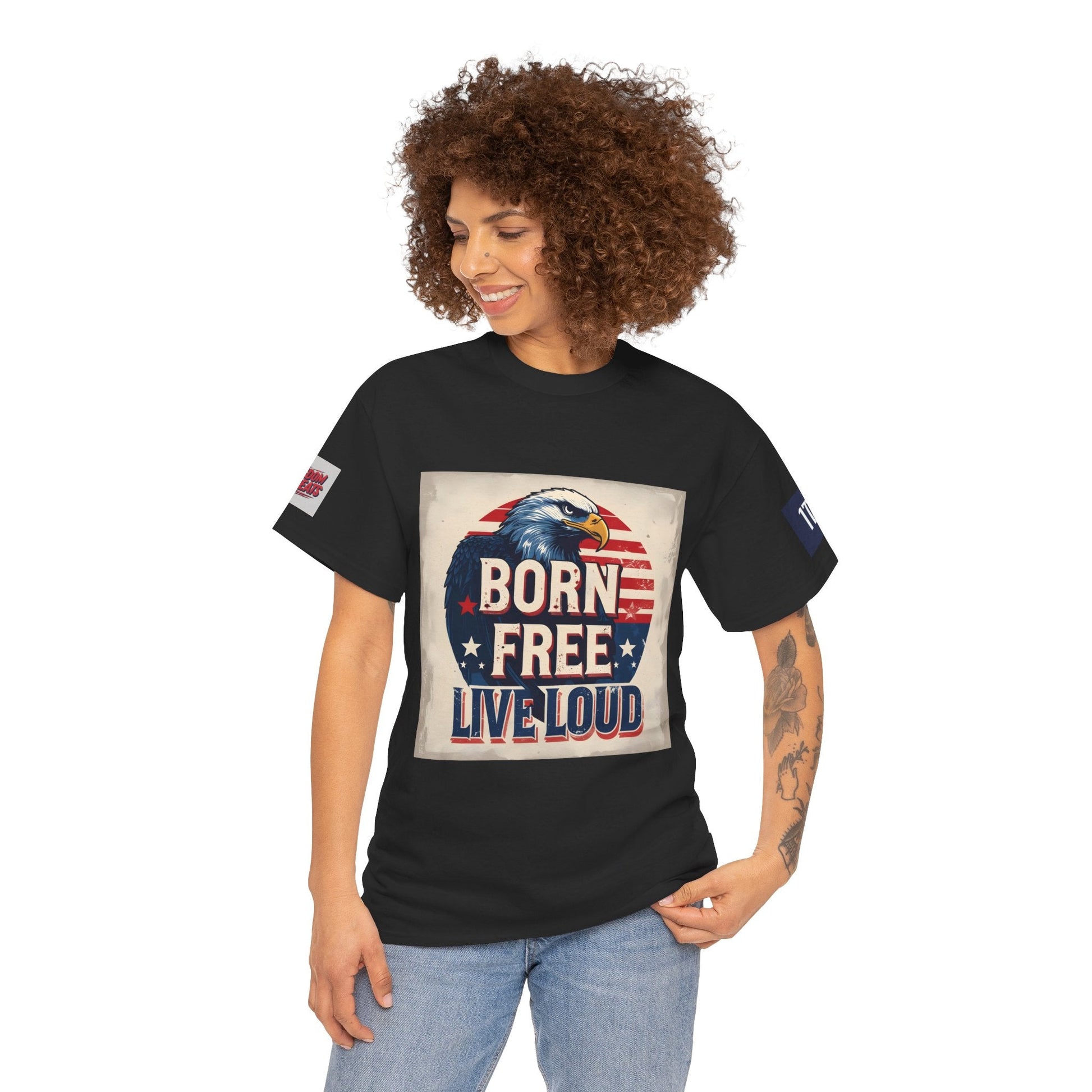 Patriotic Unisex Tee - Born Free Live Loud American Pride Shirt Printify