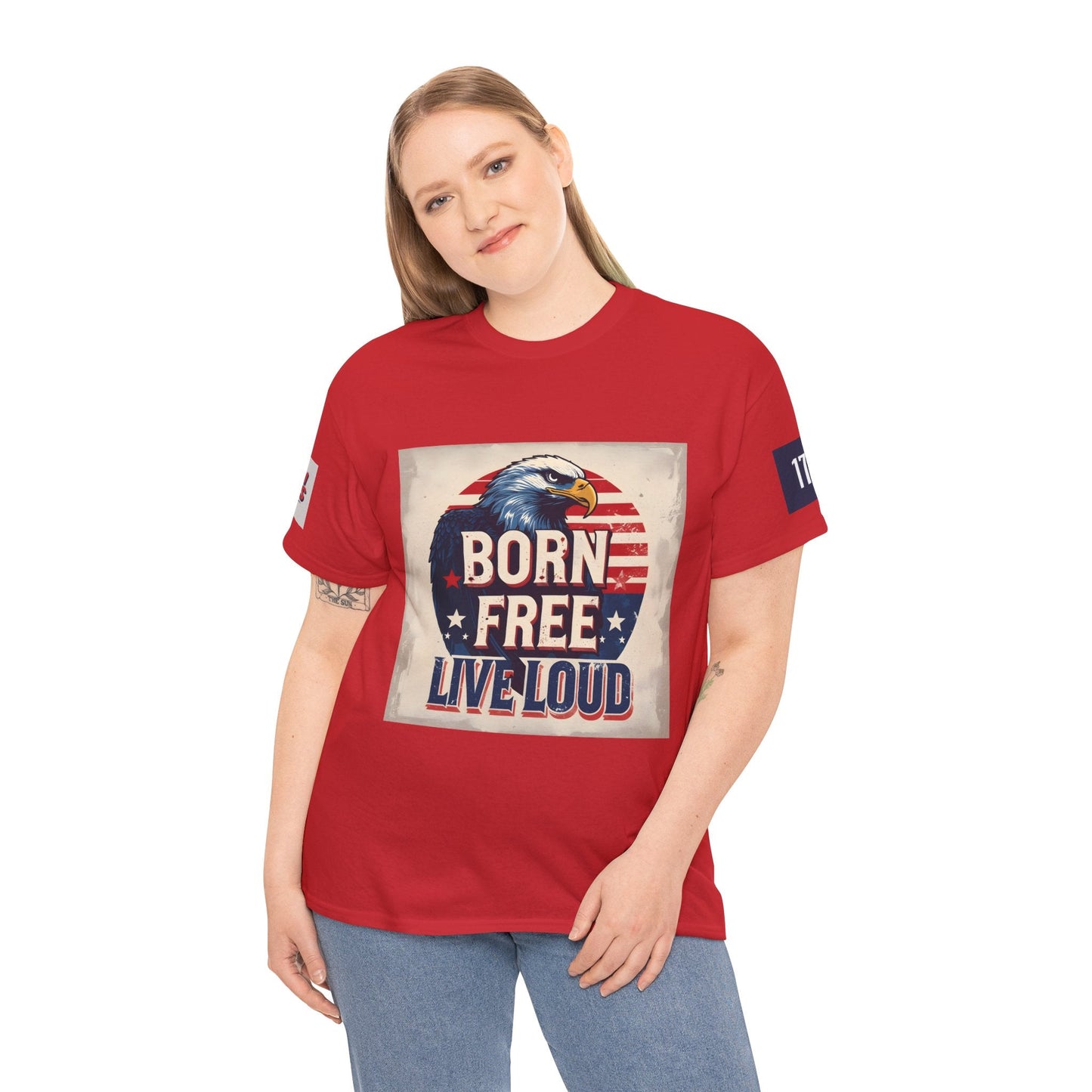Patriotic Unisex Tee - Born Free Live Loud American Pride Shirt Printify