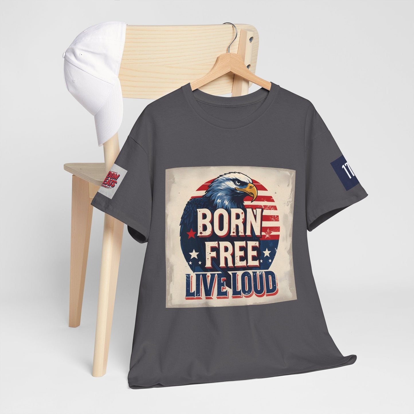 Patriotic Unisex Tee - Born Free Live Loud American Pride Shirt Printify