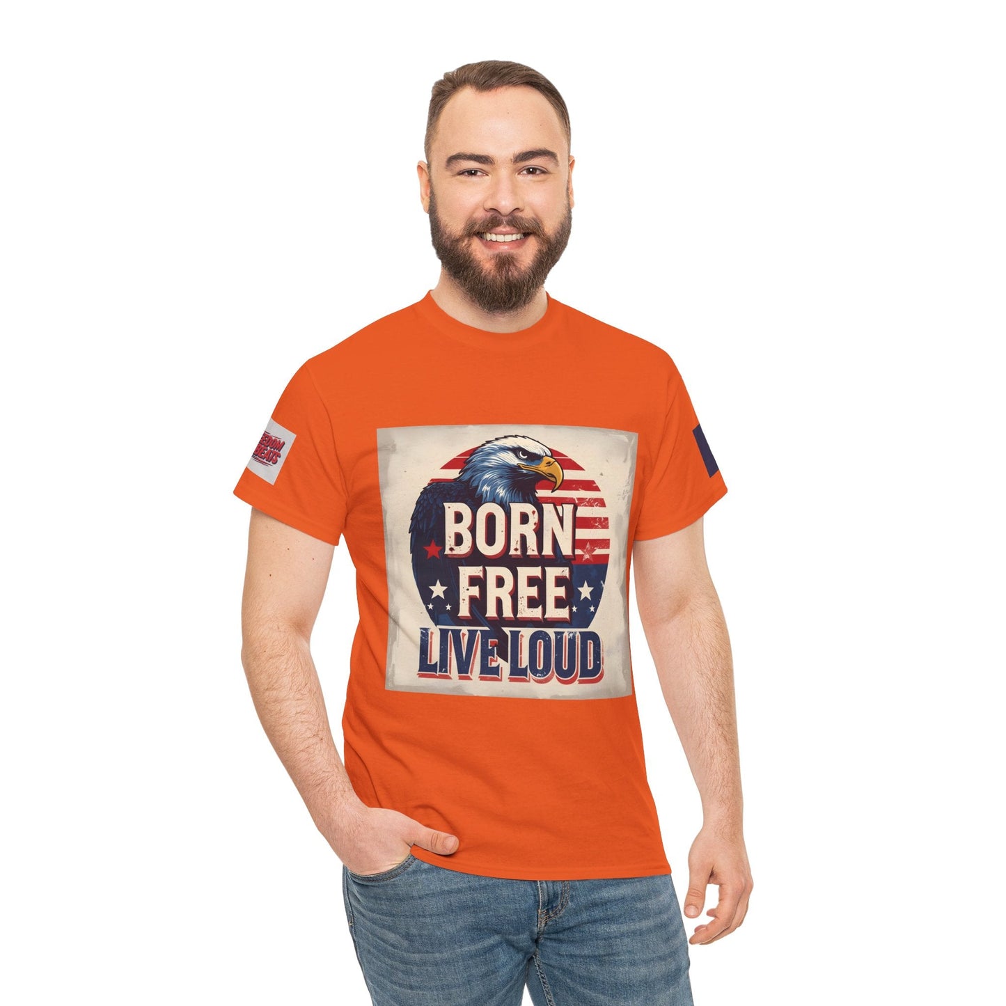 Patriotic Unisex Tee - Born Free Live Loud American Pride Shirt Printify