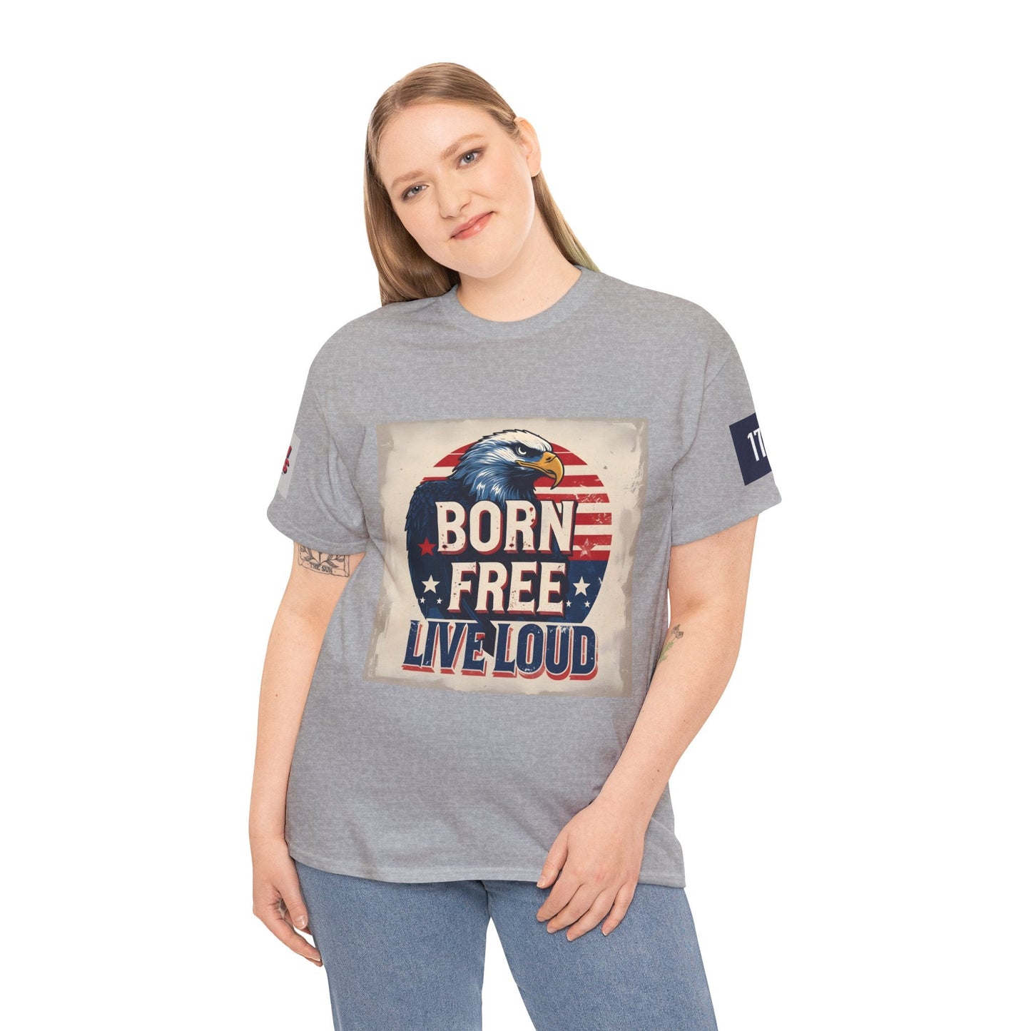 Patriotic Unisex Tee - Born Free Live Loud American Pride Shirt Printify