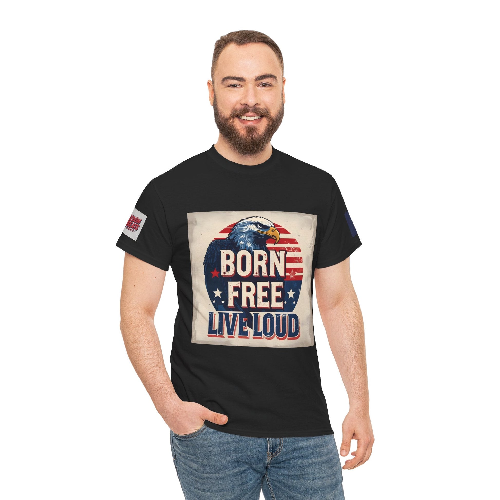 Patriotic Unisex Tee - Born Free Live Loud American Pride Shirt Printify