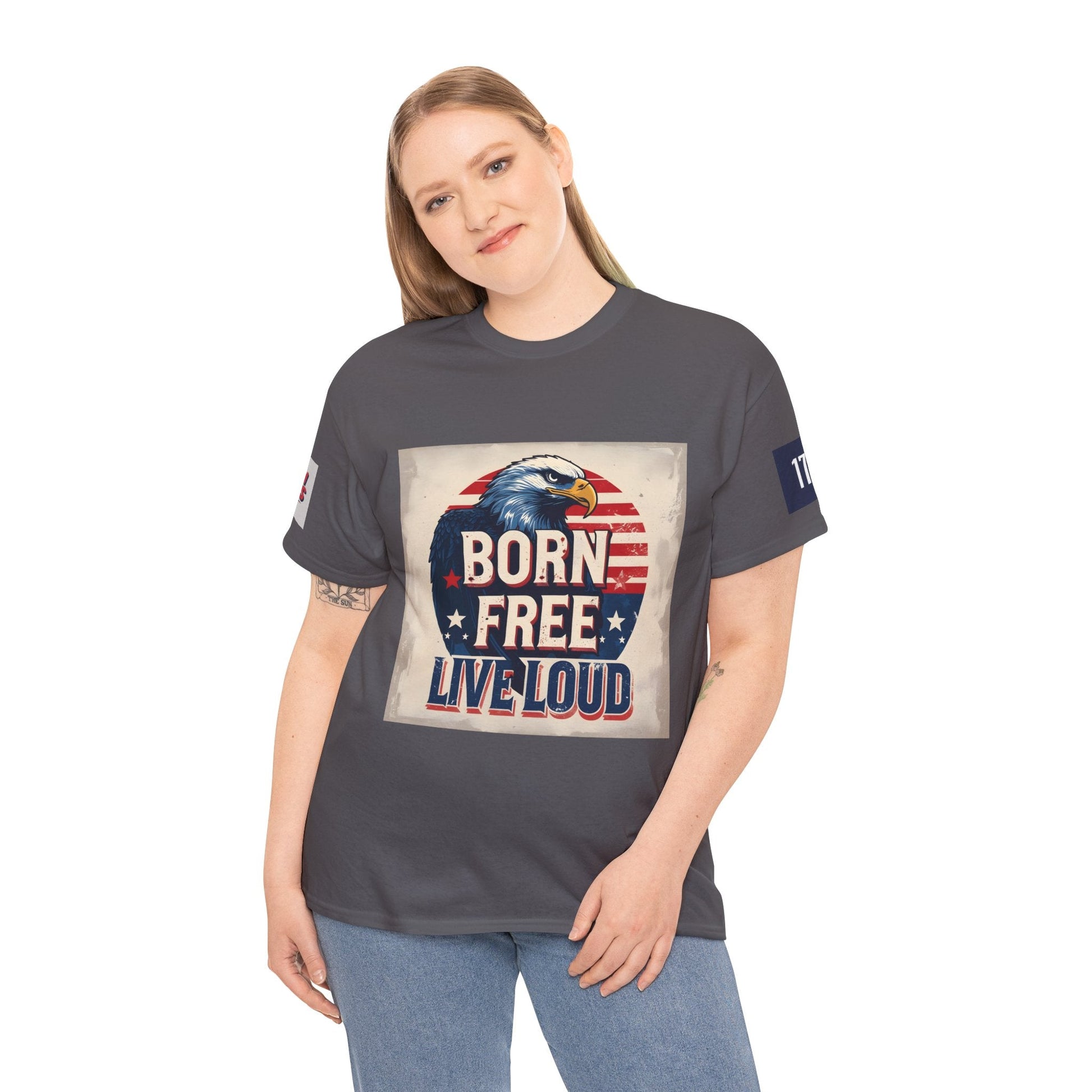 Patriotic Unisex Tee - Born Free Live Loud American Pride Shirt Printify