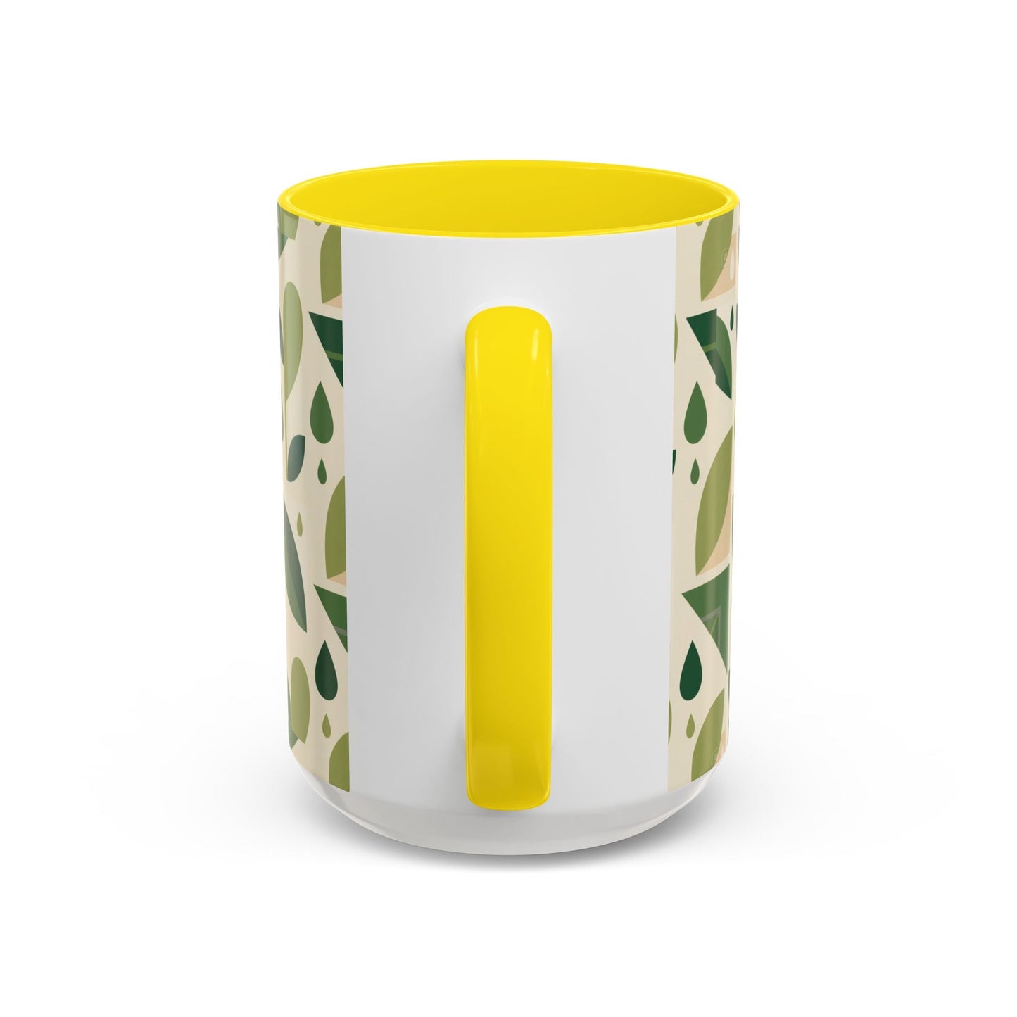 Mug - Abstract Green Leaf and Water Drop Pattern, Minimal Geometric Design Printify