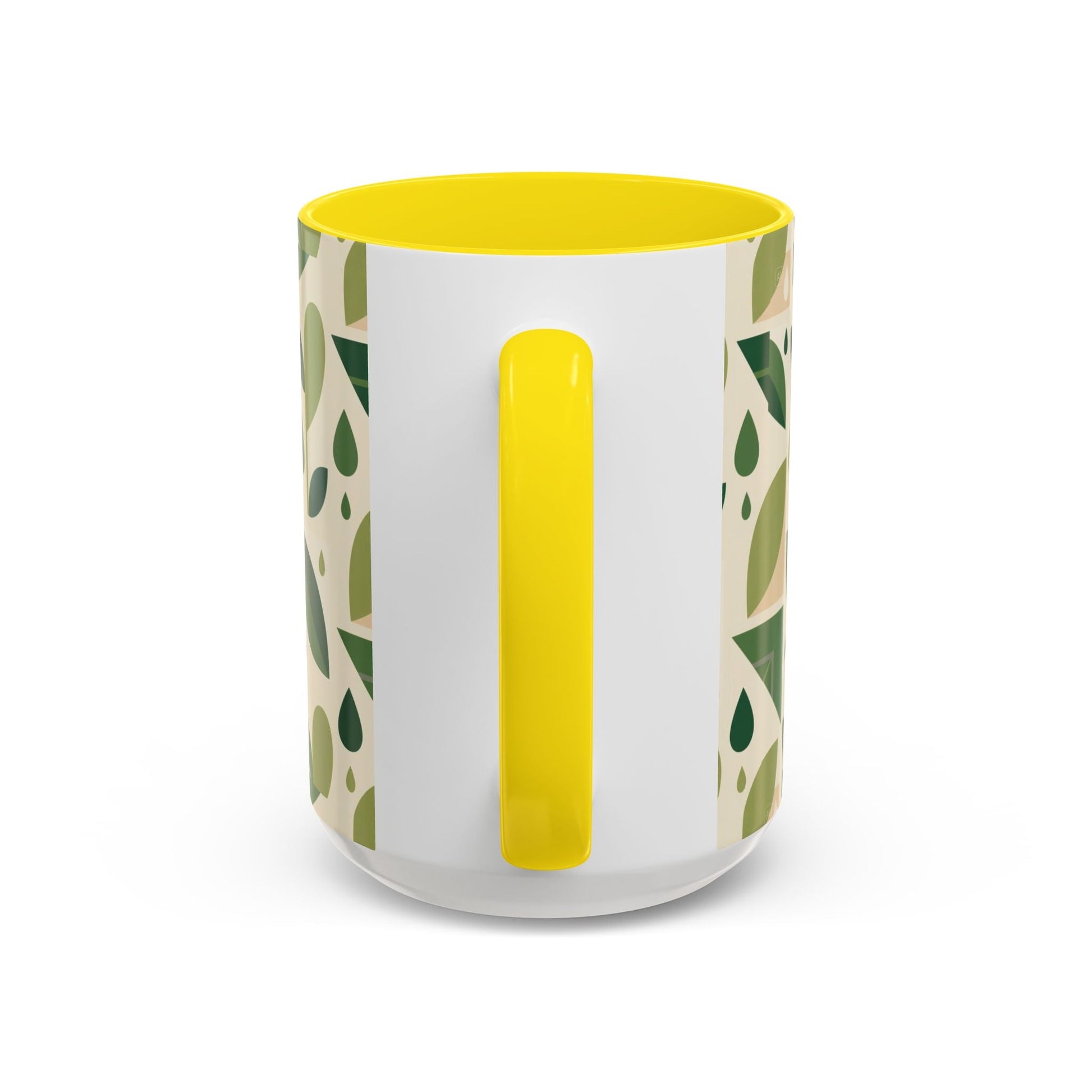 Mug - Abstract Green Leaf and Water Drop Pattern, Minimal Geometric Design Printify