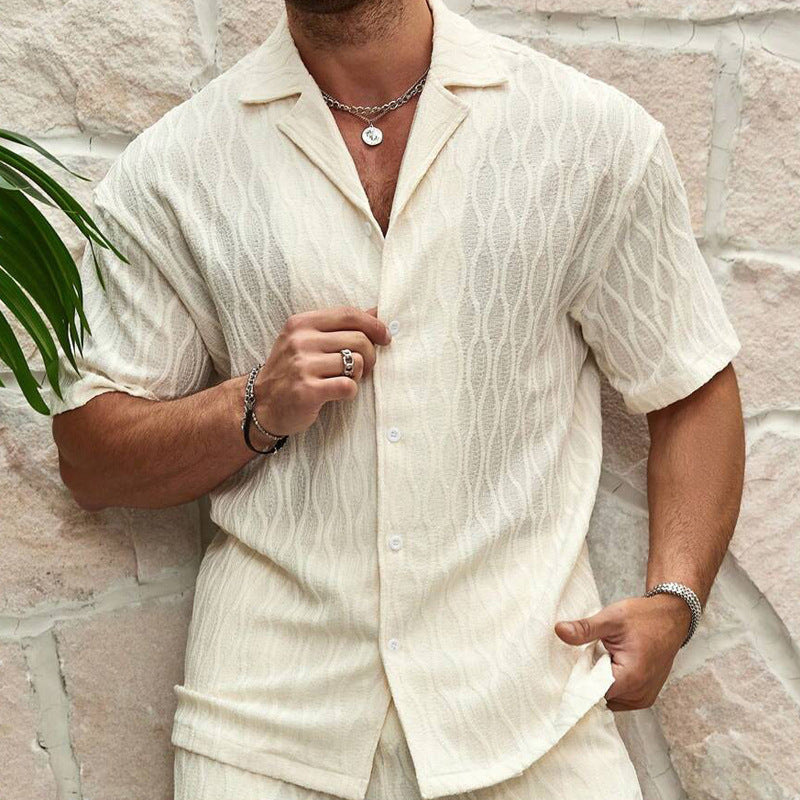 Men’s Summer Tracksuit – Casual Two-Piece Shirt & Shorts Set.