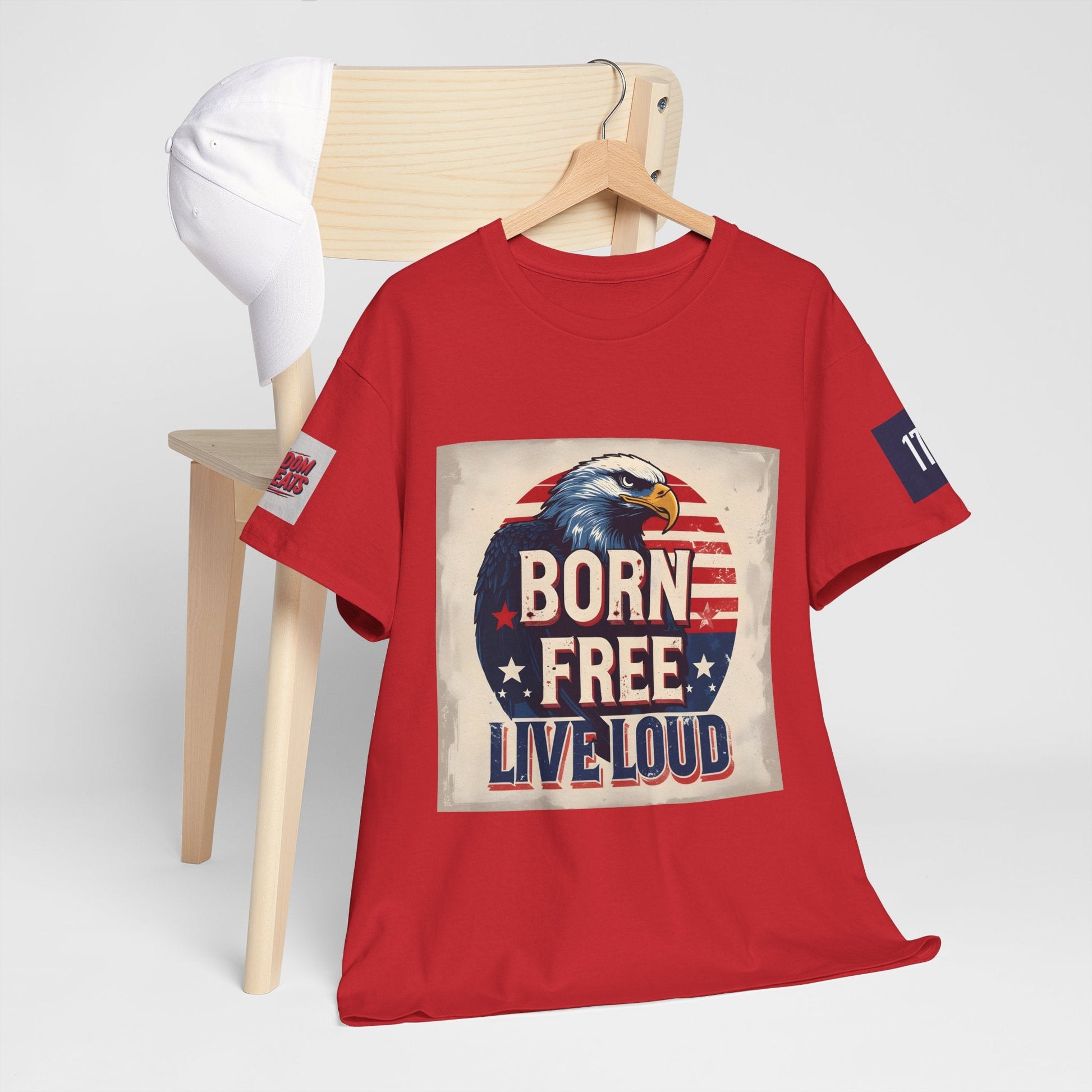 Patriotic Unisex Tee - Born Free Live Loud American Pride Shirt Printify