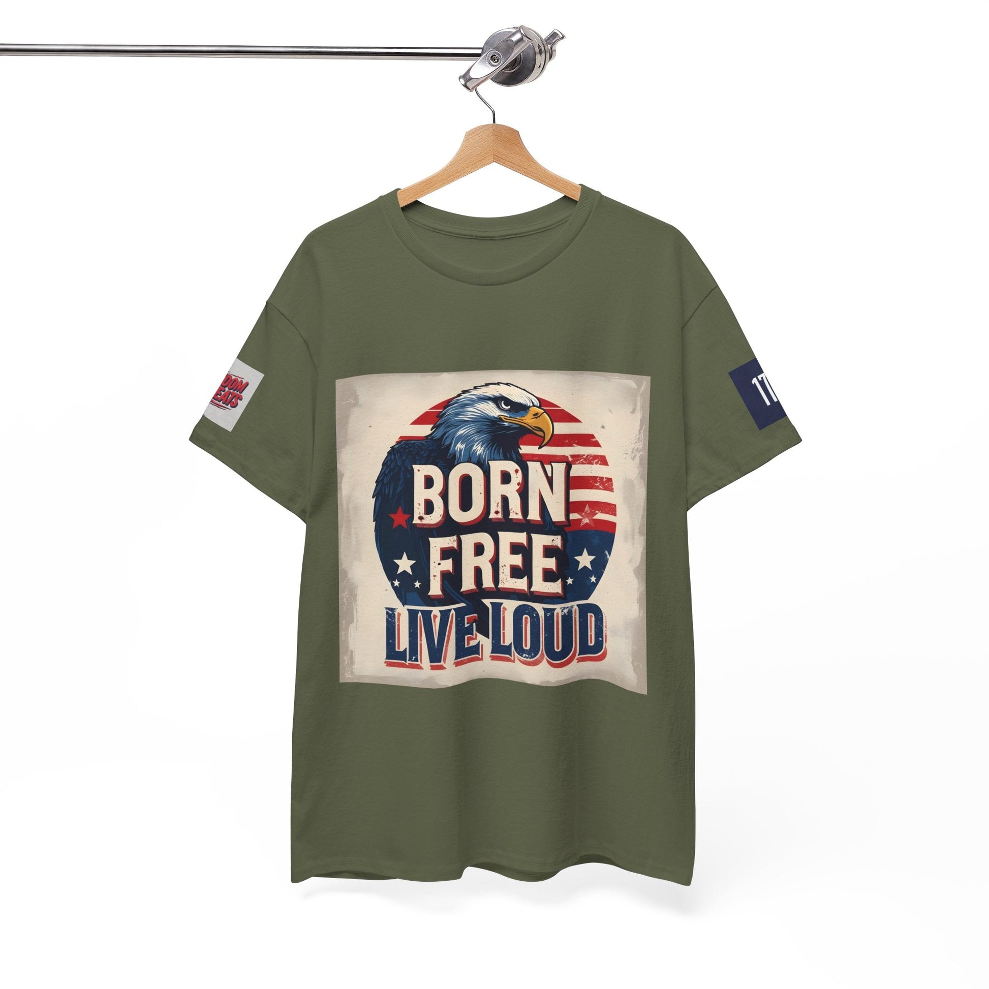 Patriotic Unisex Tee - Born Free Live Loud American Pride Shirt Printify