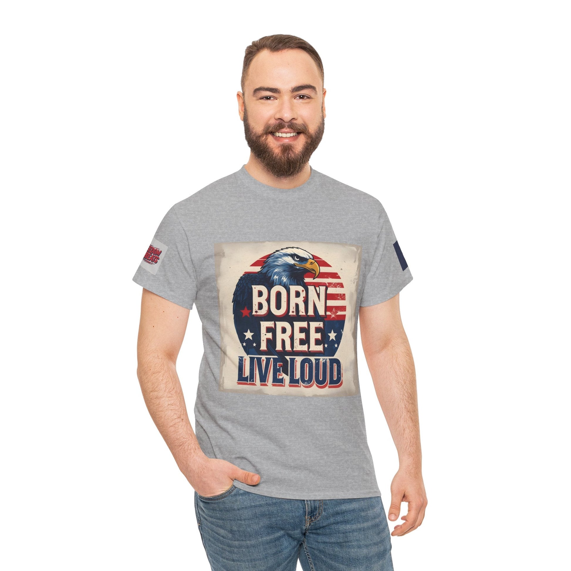Patriotic Unisex Tee - Born Free Live Loud American Pride Shirt Printify