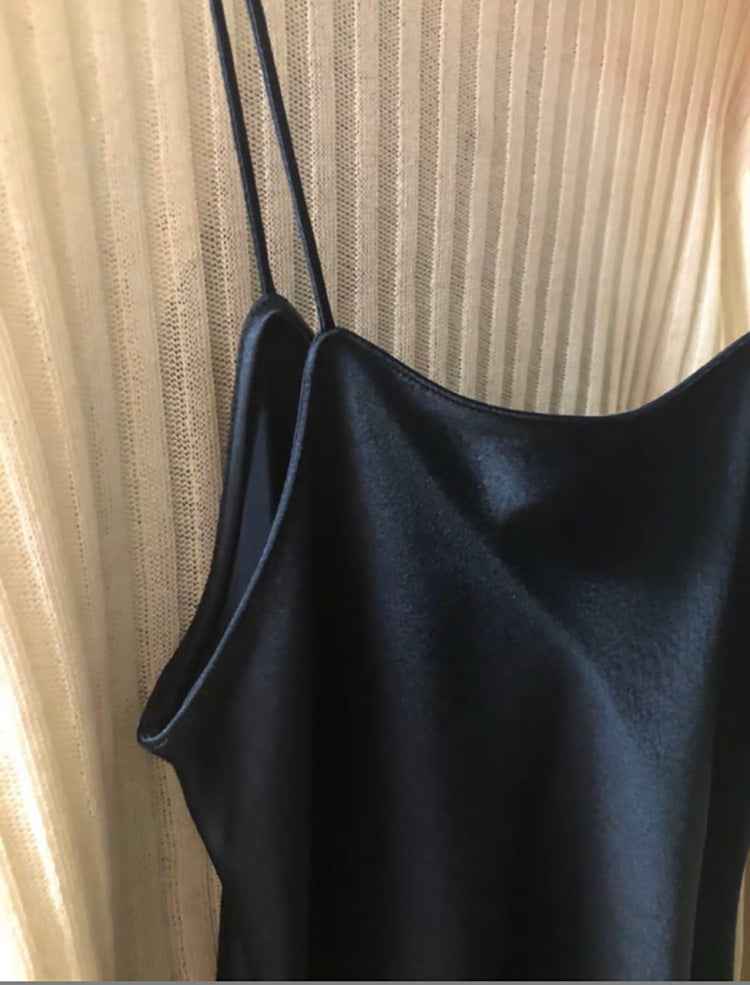 Acetate Satin Slip Dress – Loose & Slim Fit Versatile Satin Dress for All Occasions.