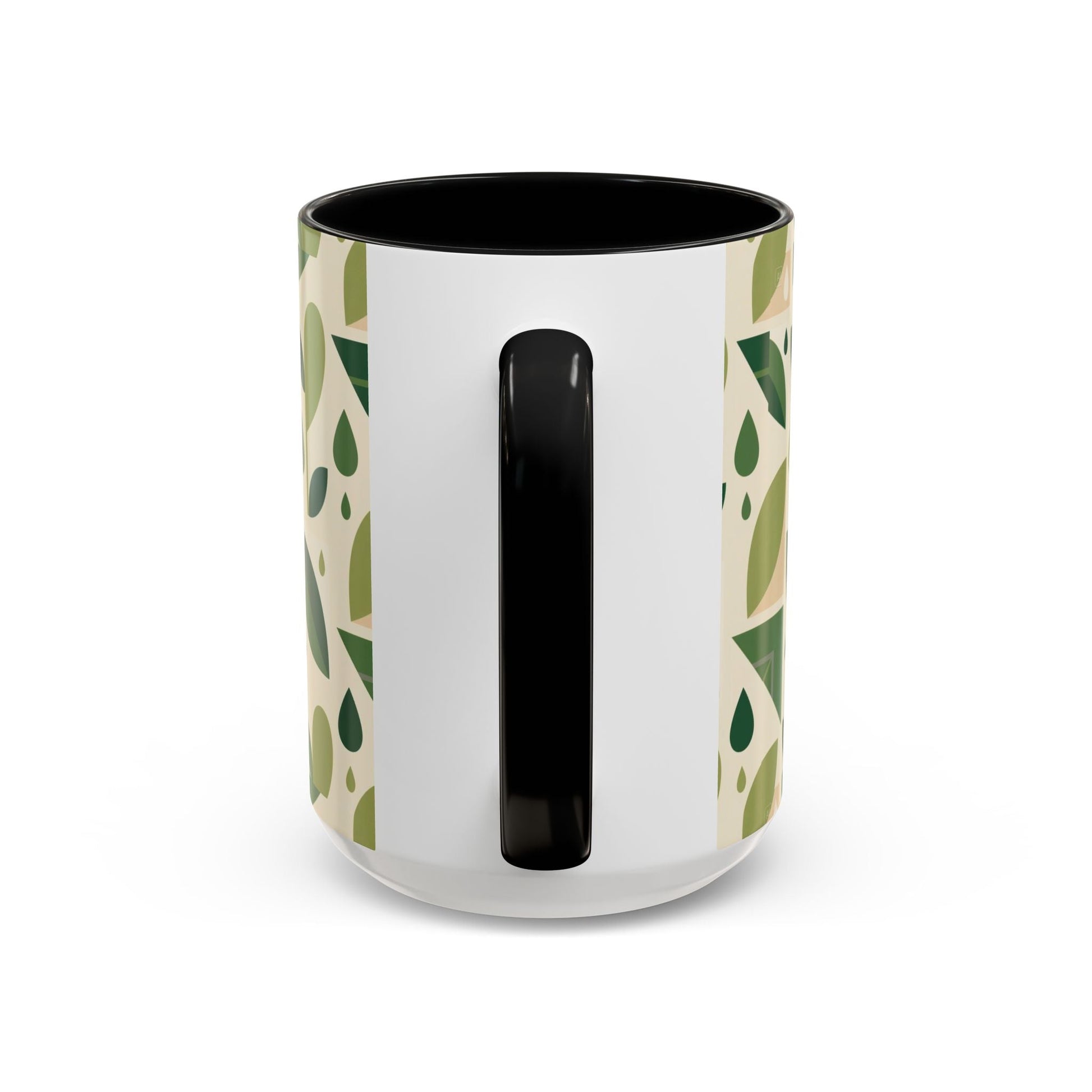 Mug - Abstract Green Leaf and Water Drop Pattern, Minimal Geometric Design Printify
