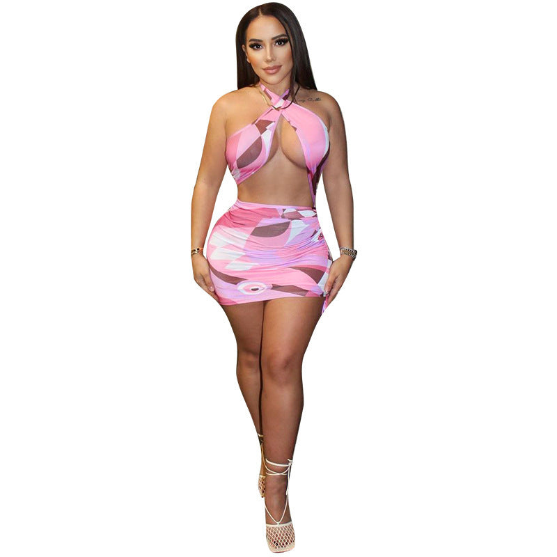 European & American Summer Printed Halterneck Cross Dress for Women – Stylish & Elegant cjdropshipping