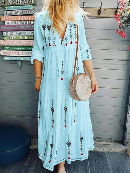 Bohemian Floral Patchwork Maxi Skirt – High Waist Long Flowy Skirt for Women.