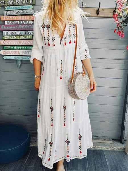 Bohemian Floral Patchwork Maxi Skirt – High Waist Long Flowy Skirt for Women.