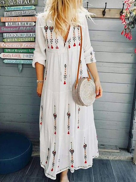 Bohemian Floral Patchwork Maxi Skirt – High Waist Long Flowy Skirt for Women.