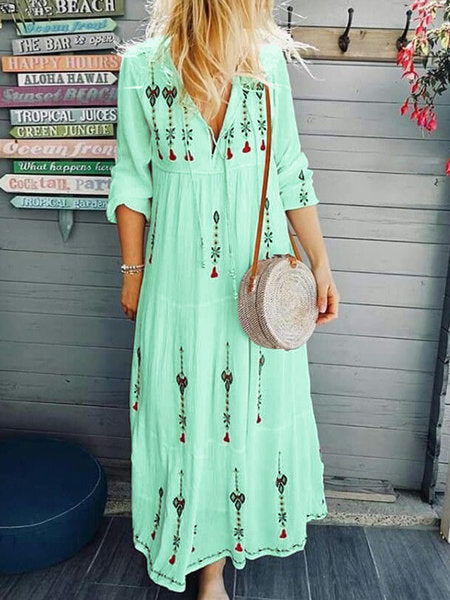 Bohemian Floral Patchwork Maxi Skirt – High Waist Long Flowy Skirt for Women.
