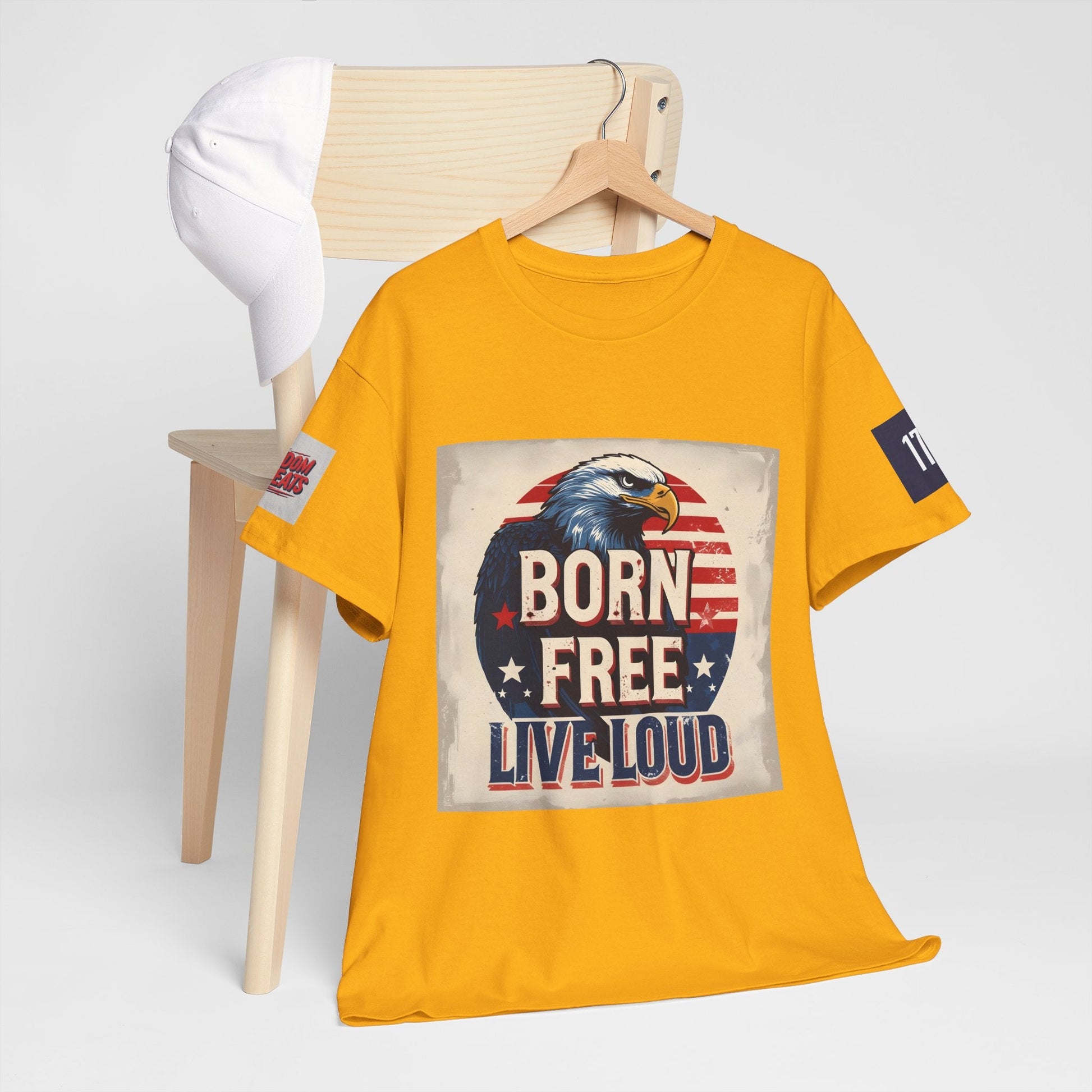 Patriotic Unisex Tee - Born Free Live Loud American Pride Shirt Printify