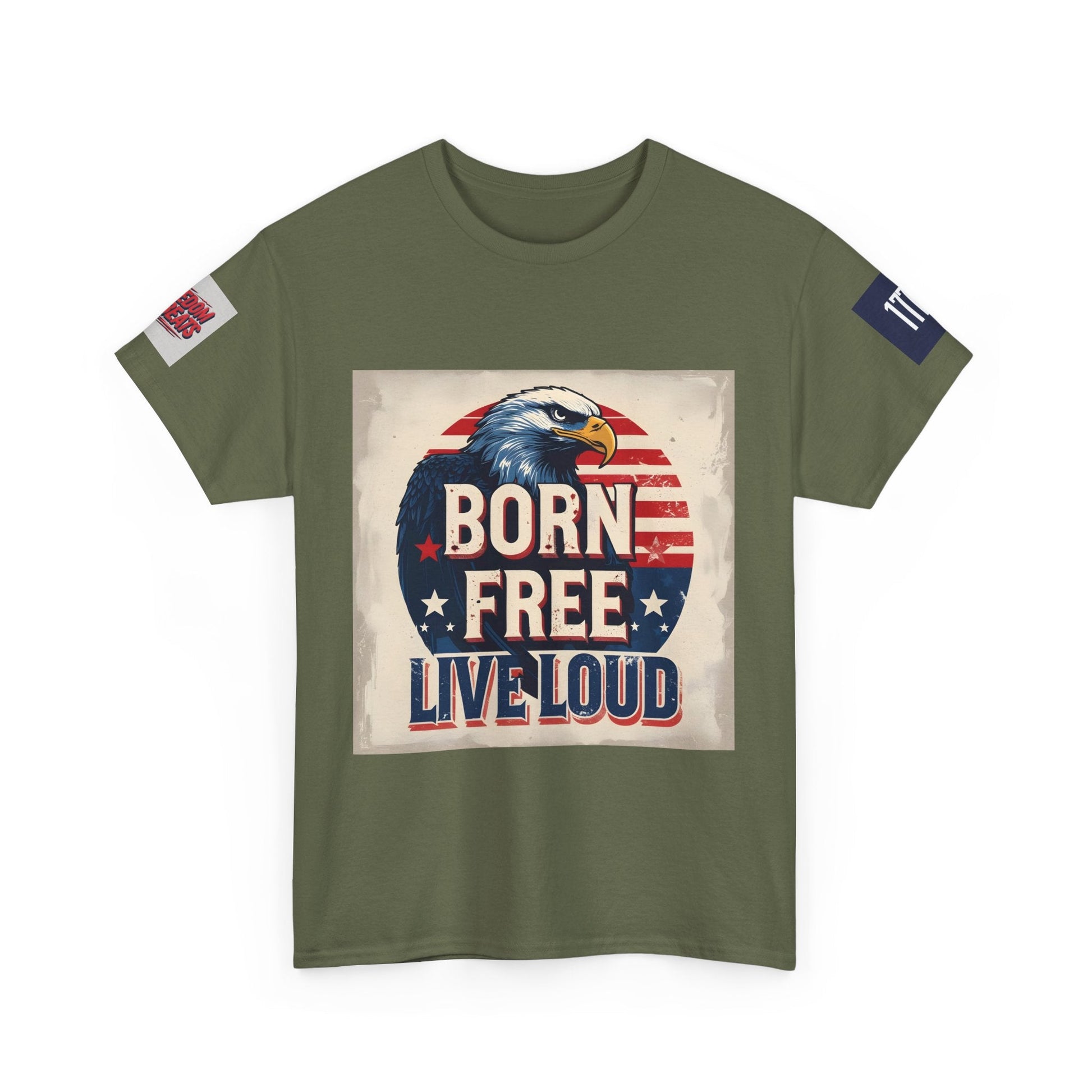 Patriotic Unisex Tee - Born Free Live Loud American Pride Shirt Printify