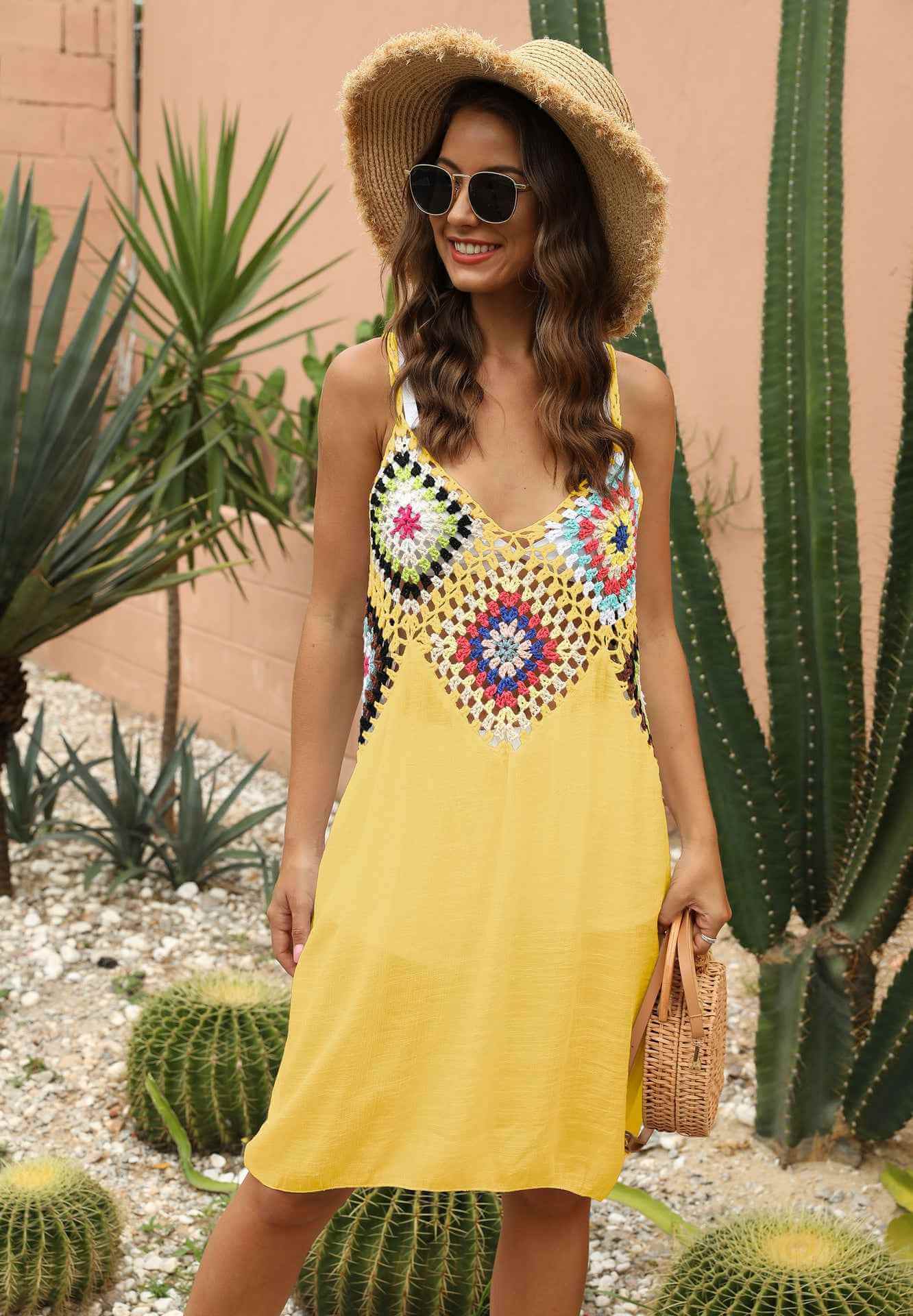 Crocheted Boho Suspender Dress – Handcrafted Charm & Effortless Summer Elegance.