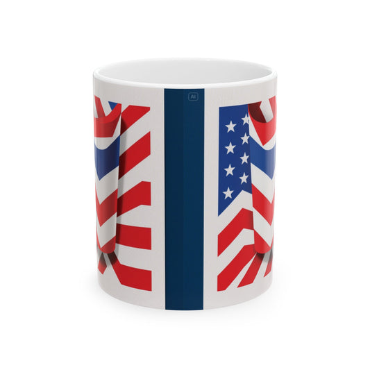 Patriotic Mug - USA & UK Flags, 4th of July Gift.