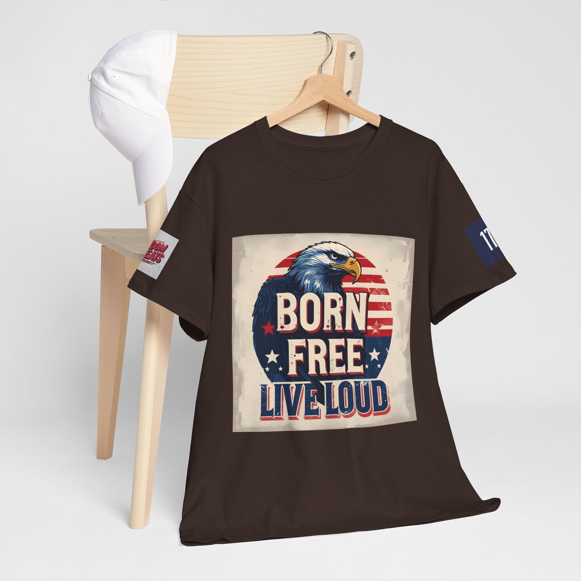 Patriotic Unisex Tee - Born Free Live Loud American Pride Shirt Printify
