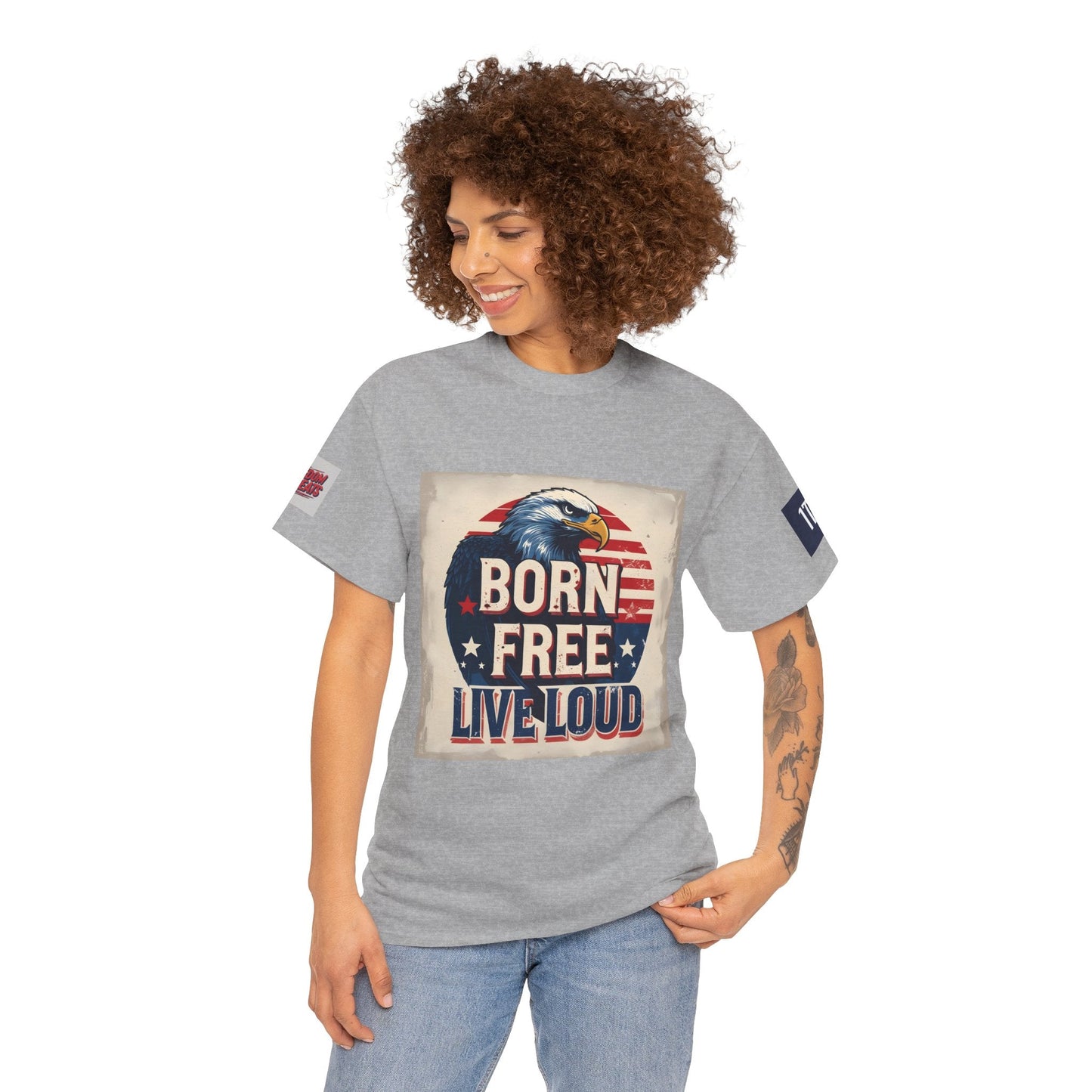 Patriotic Unisex Tee - Born Free Live Loud American Pride Shirt Printify