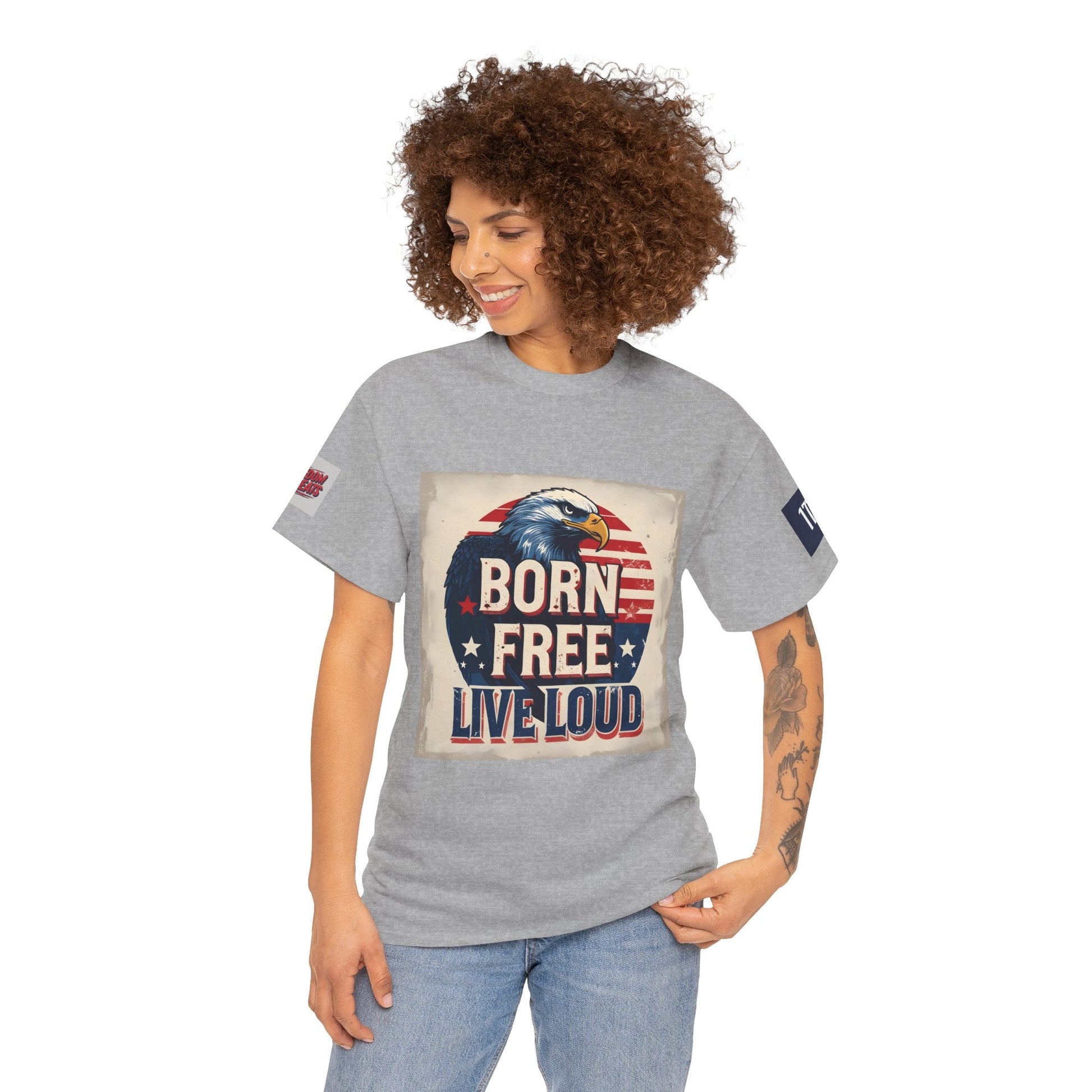 Patriotic Unisex Tee - Born Free Live Loud American Pride Shirt Printify