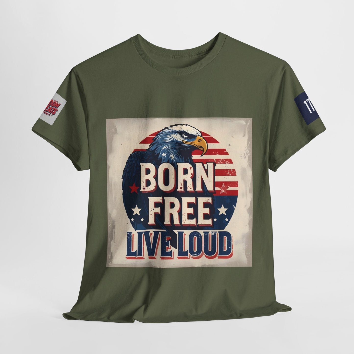 Patriotic Unisex Tee - Born Free Live Loud American Pride Shirt Printify