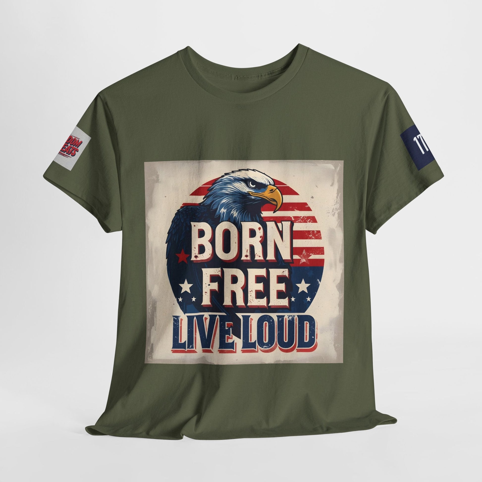 Patriotic Unisex Tee - Born Free Live Loud American Pride Shirt Printify