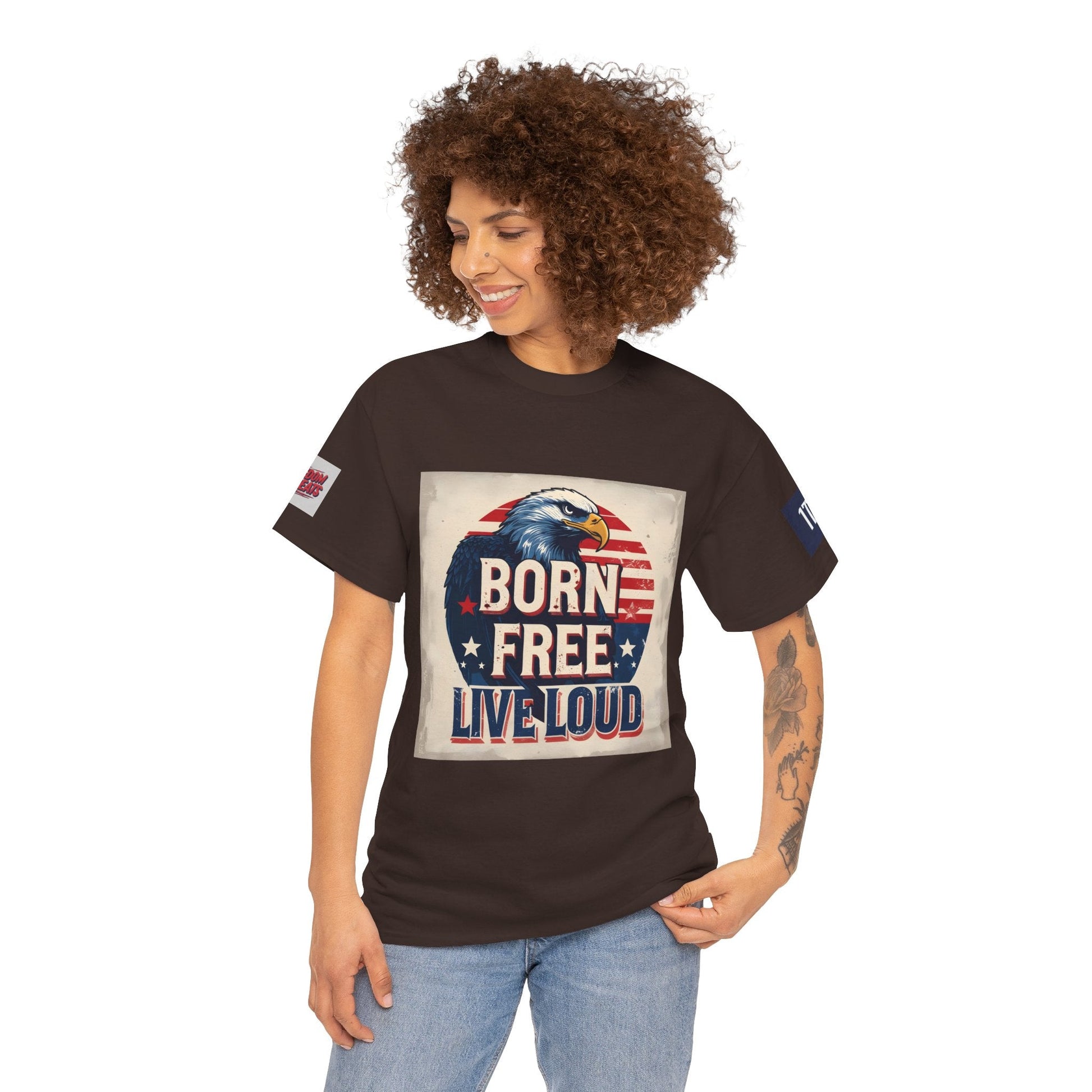 Patriotic Unisex Tee - Born Free Live Loud American Pride Shirt Printify