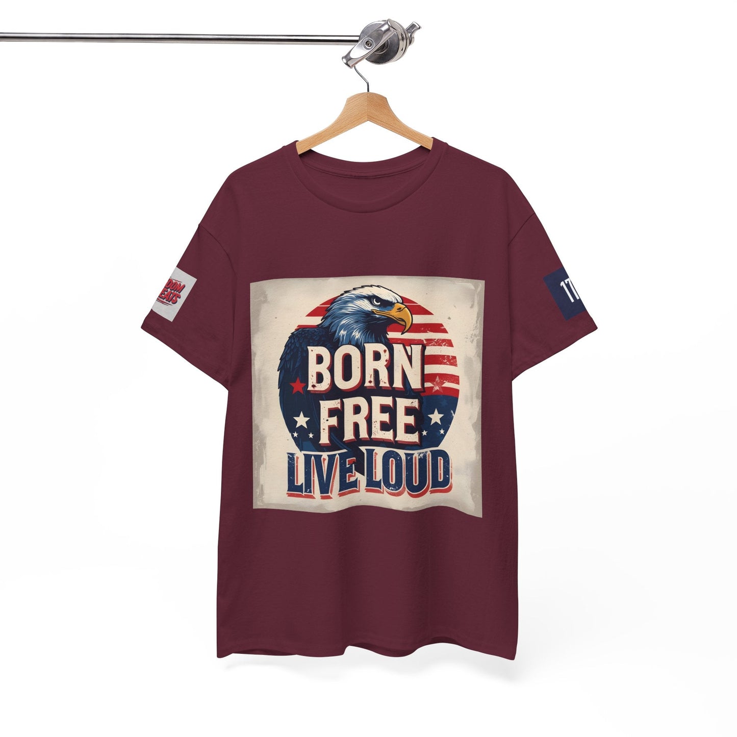 Patriotic Unisex Tee - Born Free Live Loud American Pride Shirt Printify
