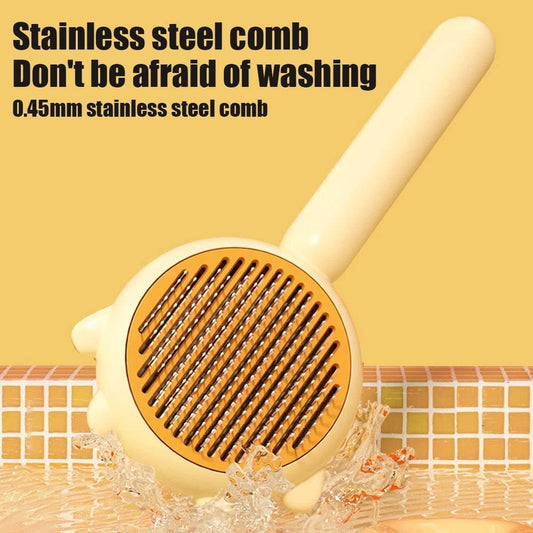 Pet Hair Cleaner & Grooming Brush | Cat & Dog Brush with Release Button for Long & Short Hair cjdropshipping