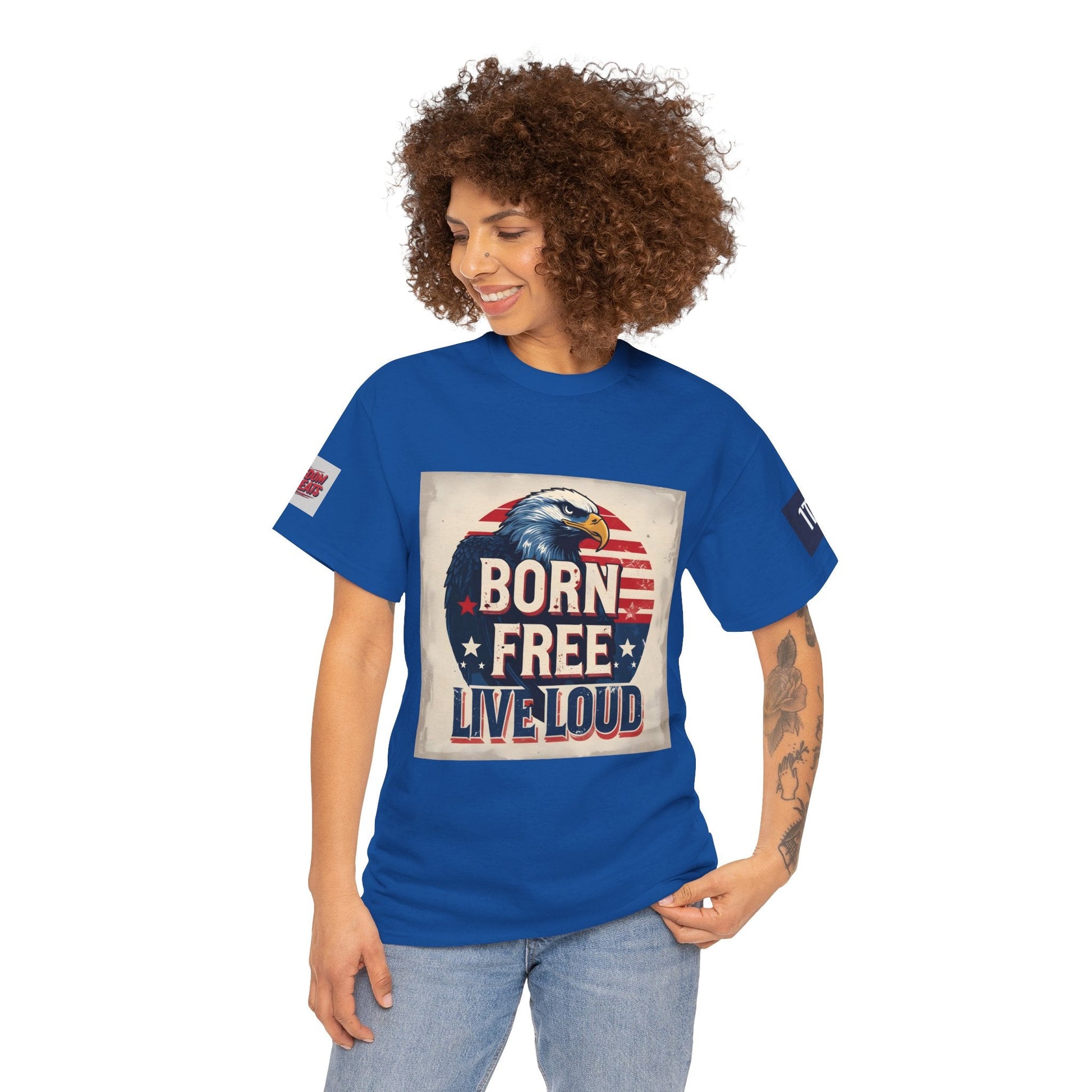 Patriotic Unisex Tee - Born Free Live Loud American Pride Shirt Printify