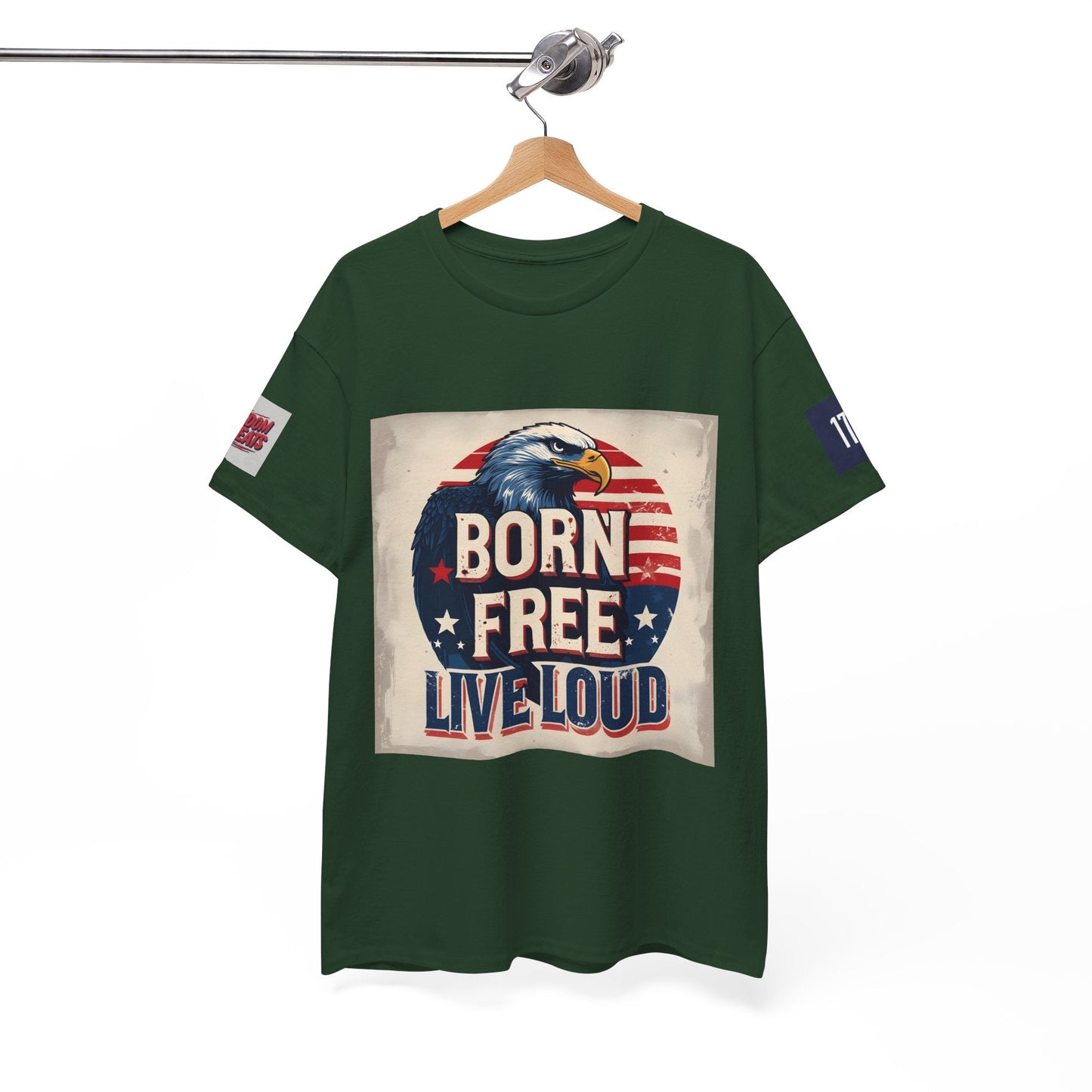 Patriotic Unisex Tee - Born Free Live Loud American Pride Shirt Printify