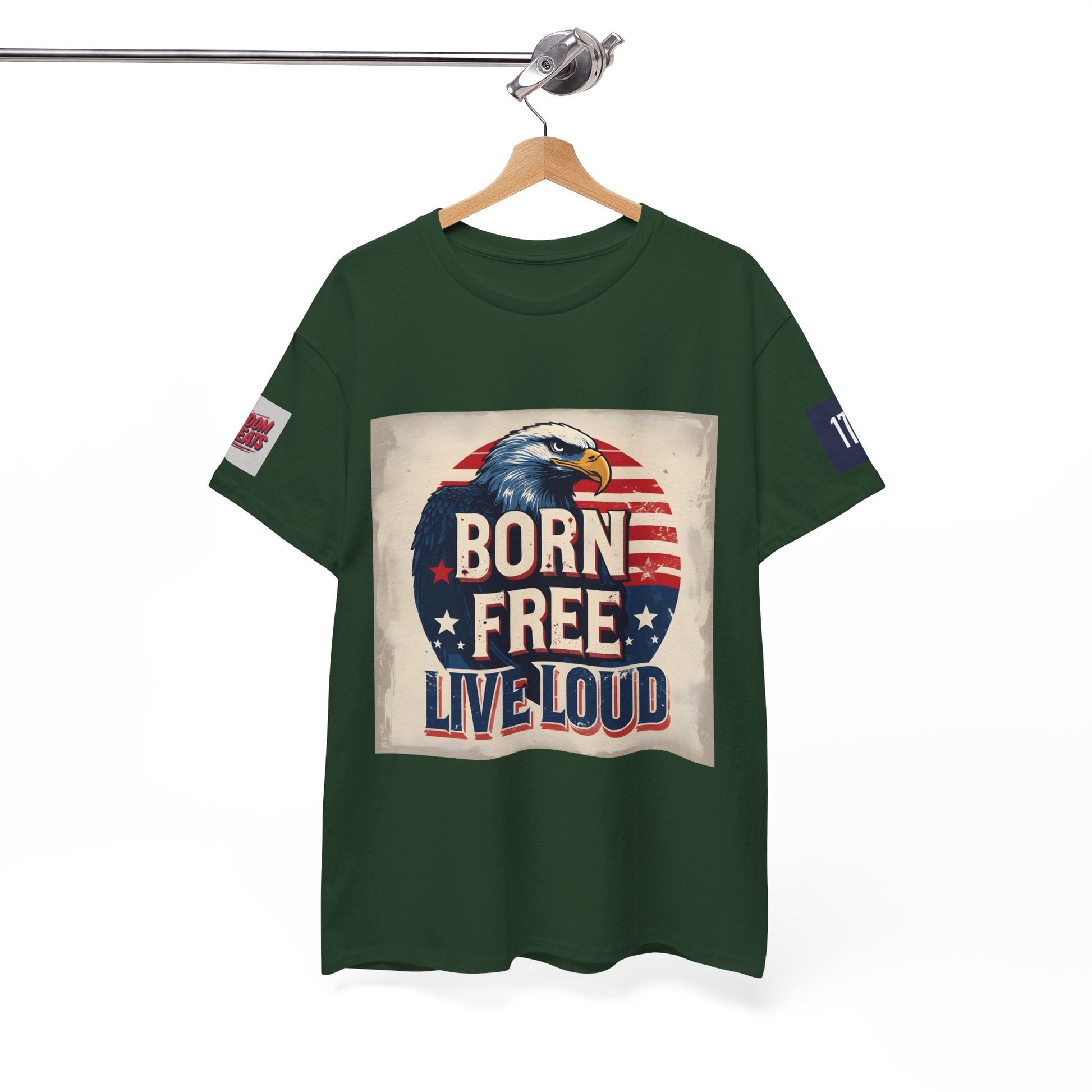 Patriotic Unisex Tee - Born Free Live Loud American Pride Shirt Printify