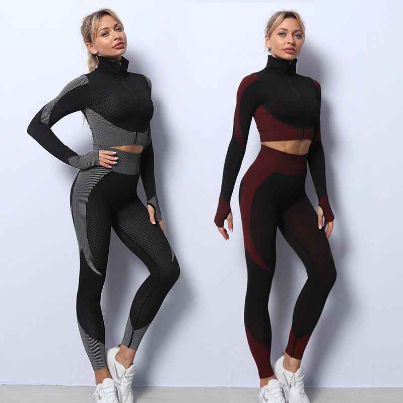 3PCS Women’s Seamless Yoga Set – Fitness Gym Leggings & Crop Top Sports Bra.