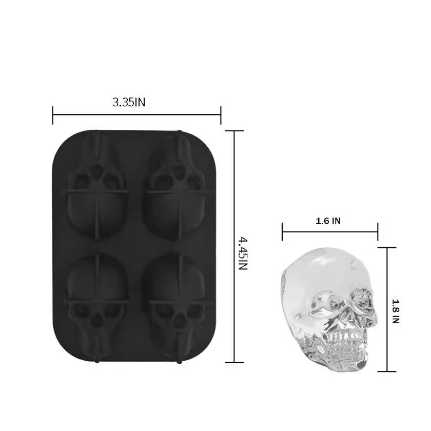 Silicone Skull Ice Cube Mold | 3D Skull Ice Tray for Whiskey, Cocktails & Bar Drinks - Bright Starz Store